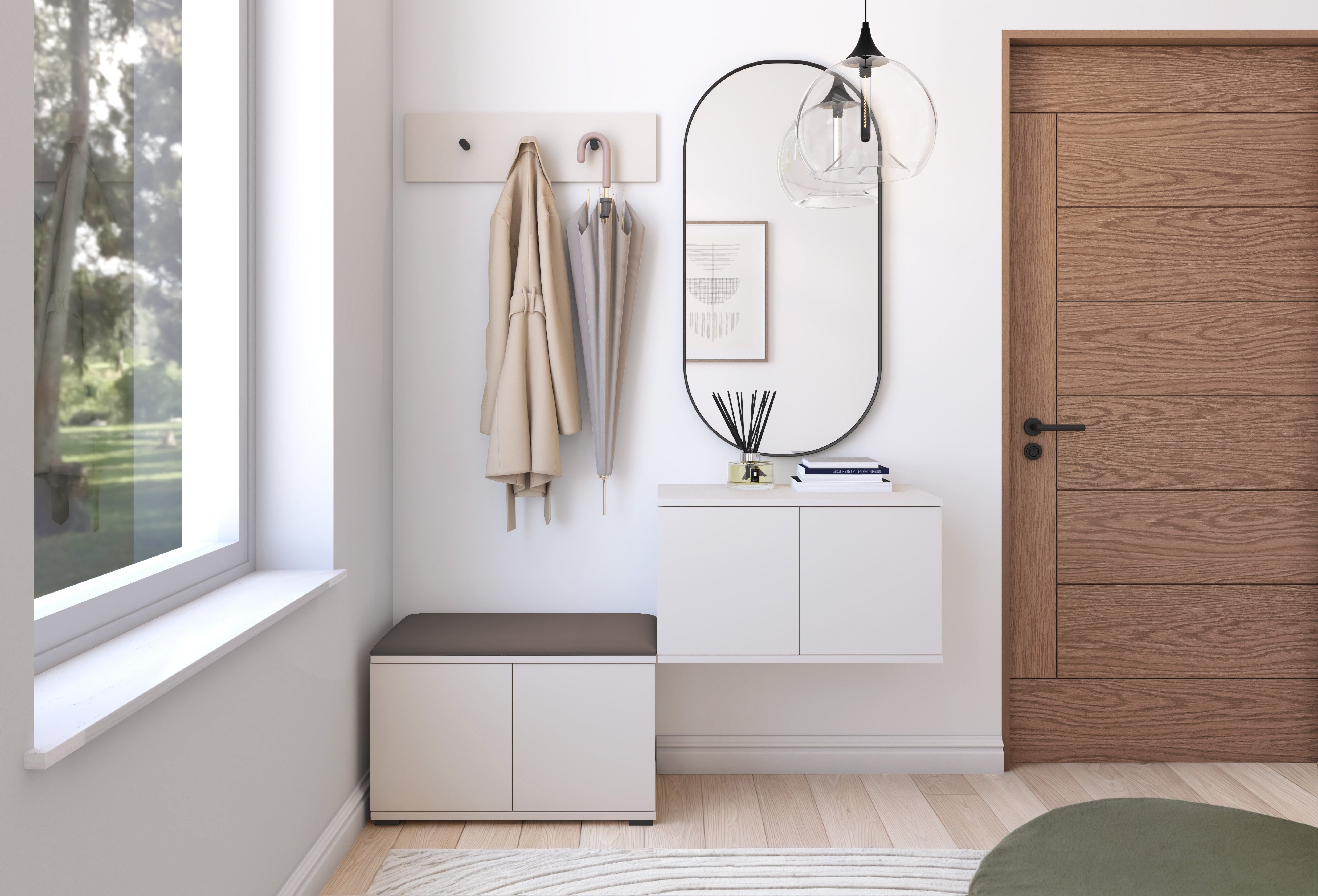 PK Bianco 7 Hallway Wardrobe Set - Dark Brown