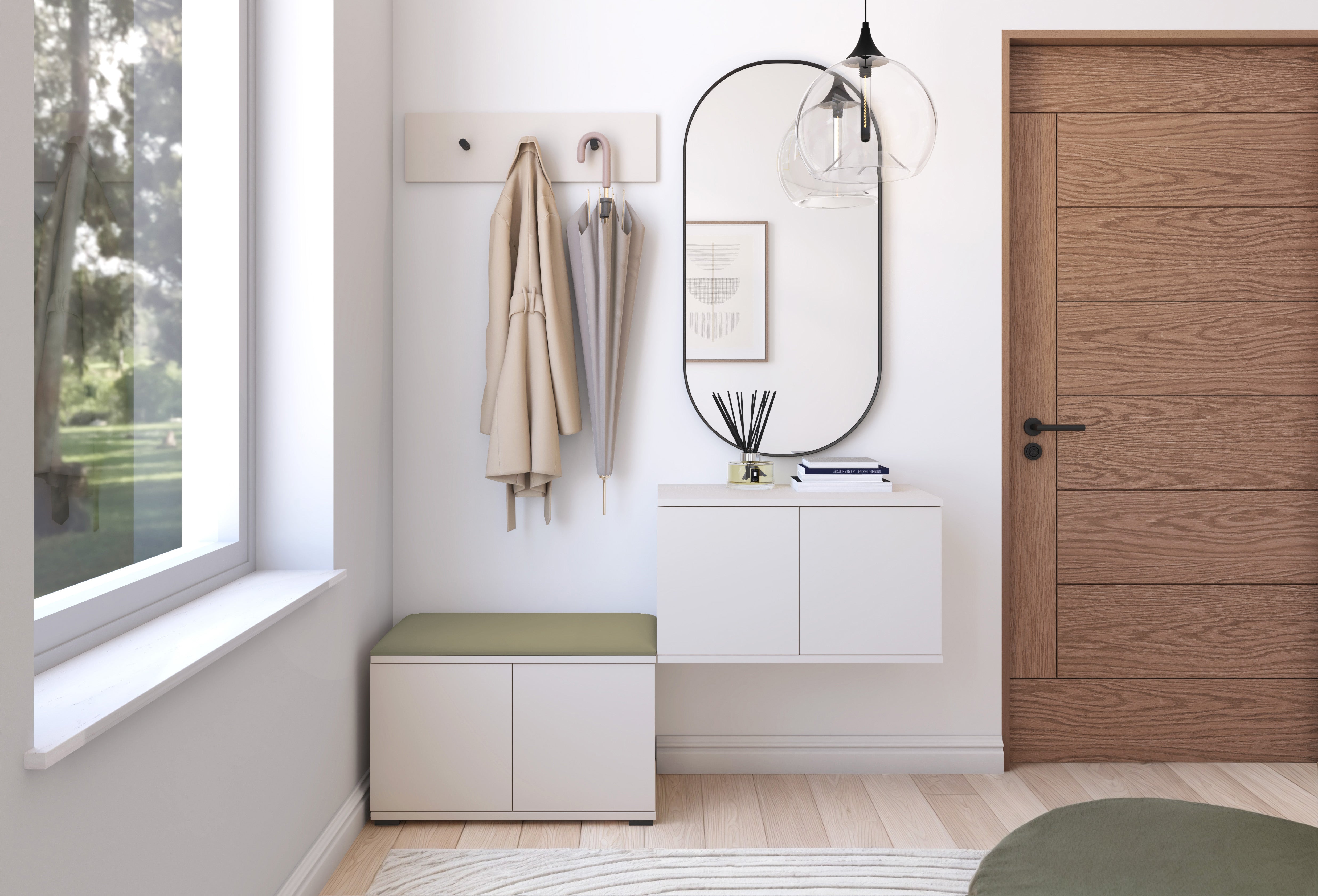 PK Bianco 7 Hallway Wardrobe Set - Olive