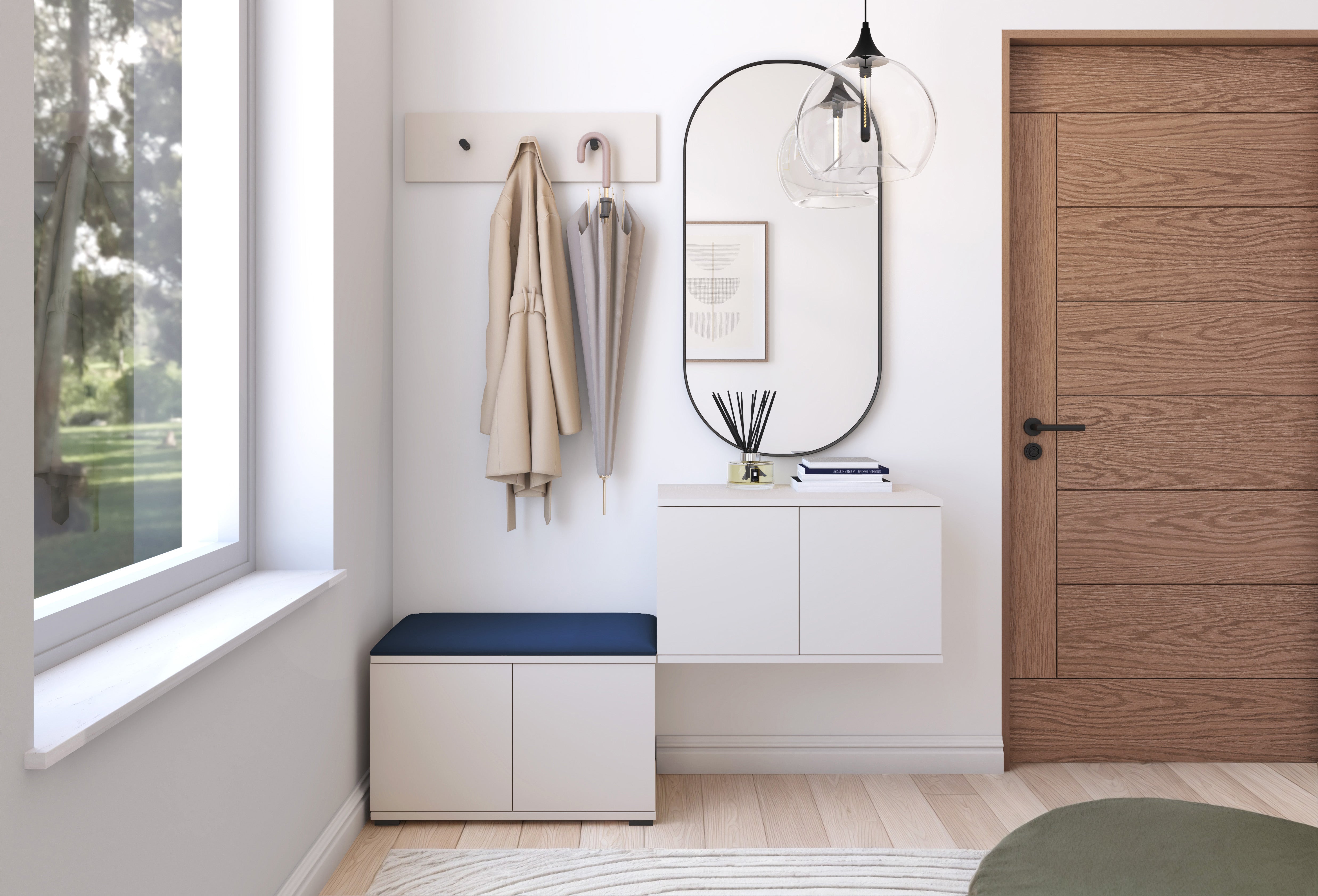 PK Bianco 7 Hallway Wardrobe Set - Deep Blue