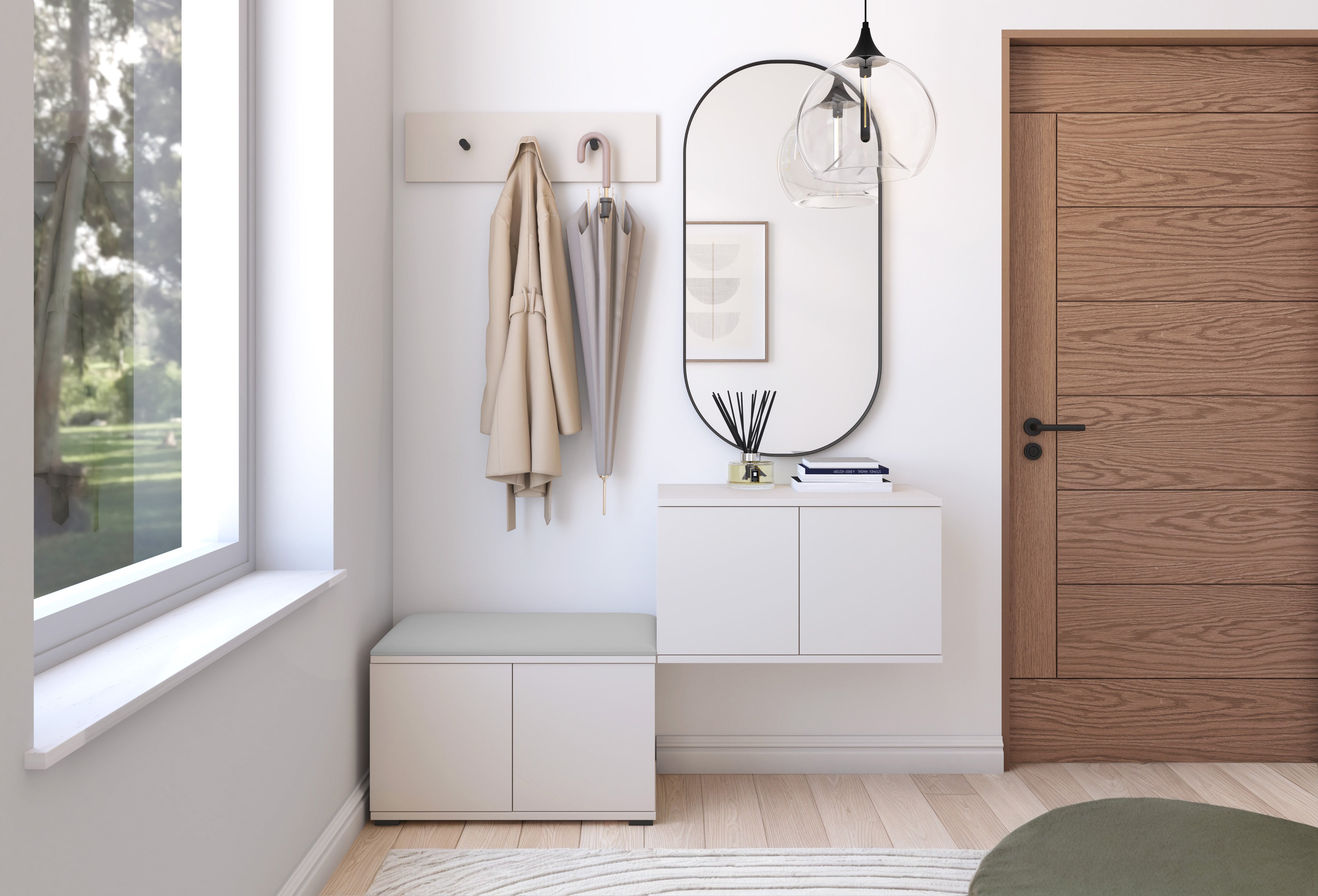 PK Bianco 7 Hallway Wardrobe Set - Silver