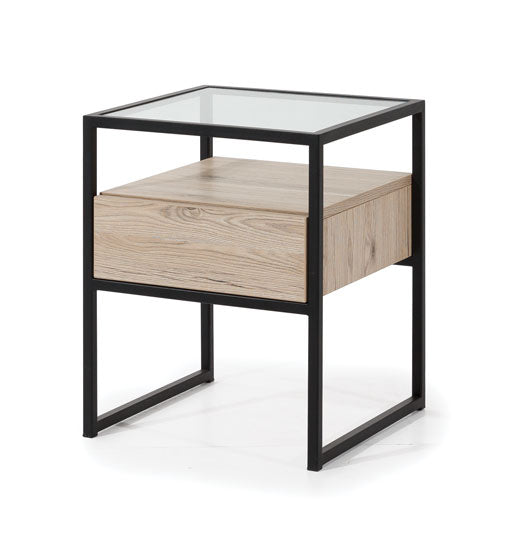 NE Glass Loft Nightstand – 1 Drawer with Glass Top