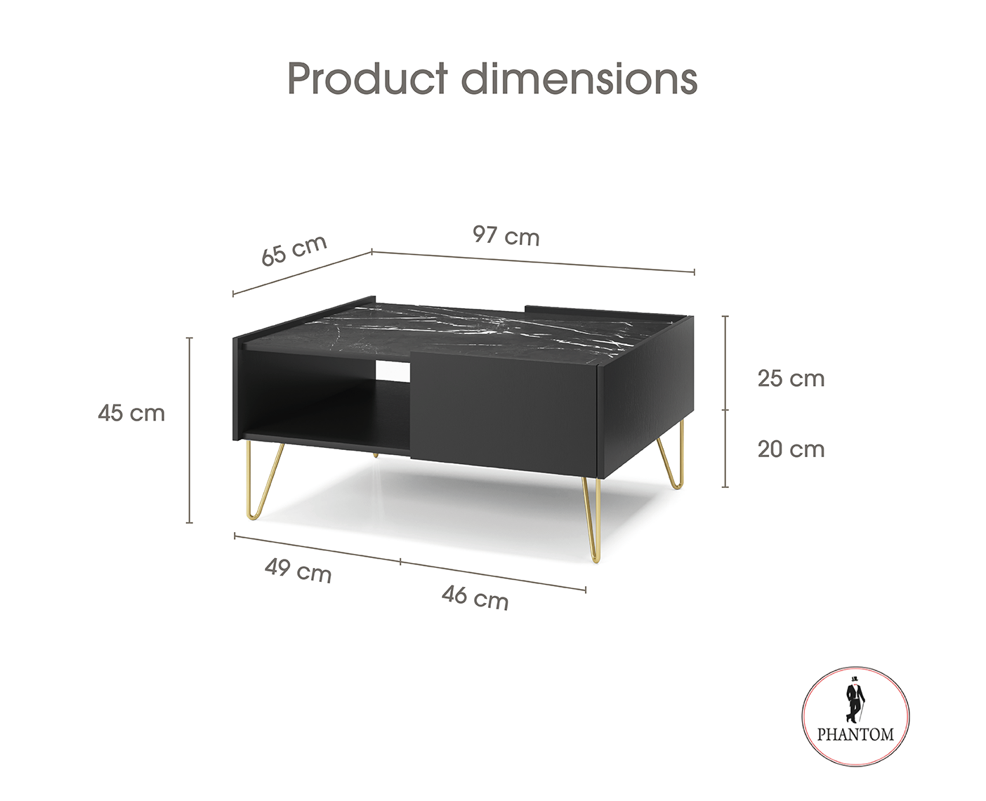 Harmony Coffee Table - Coffee table with One Drawer