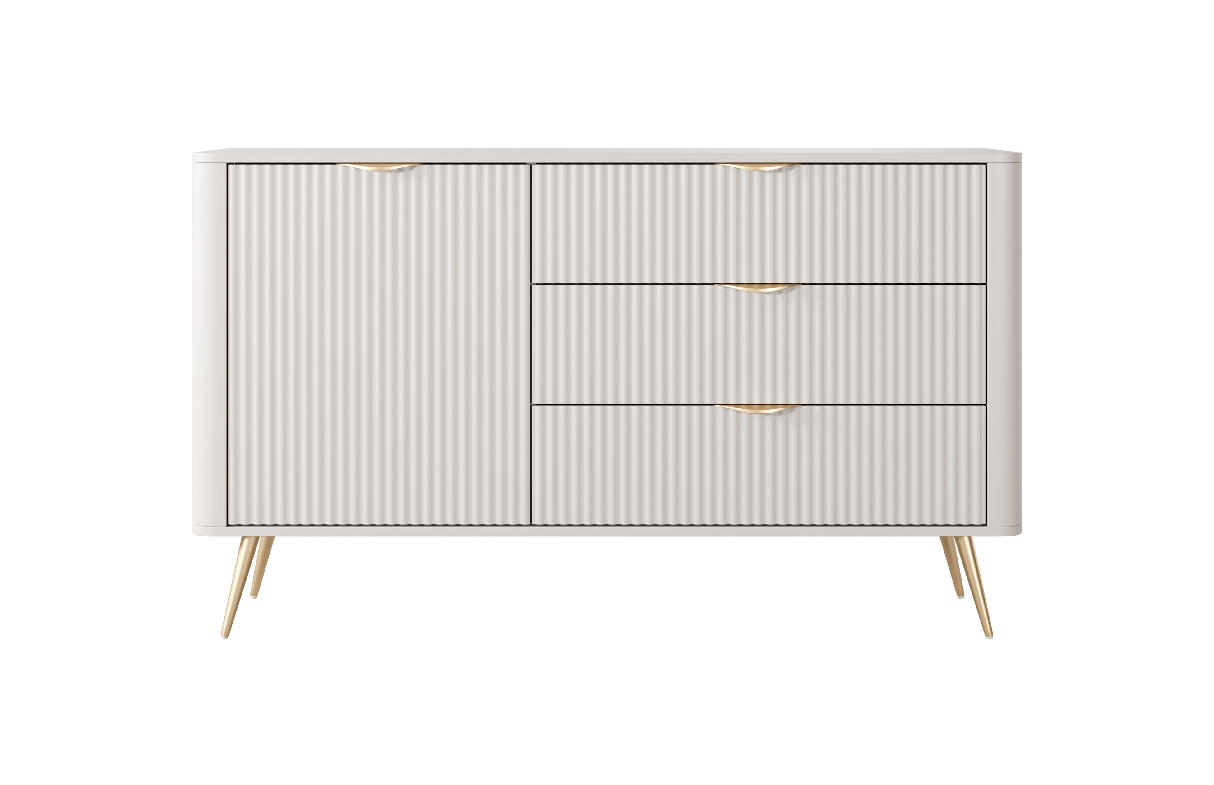 Lask Lante – Sideboard 138 cm with 3 Drawers and 1 Door Beige (138.2 × 81.2 × 38 cm)