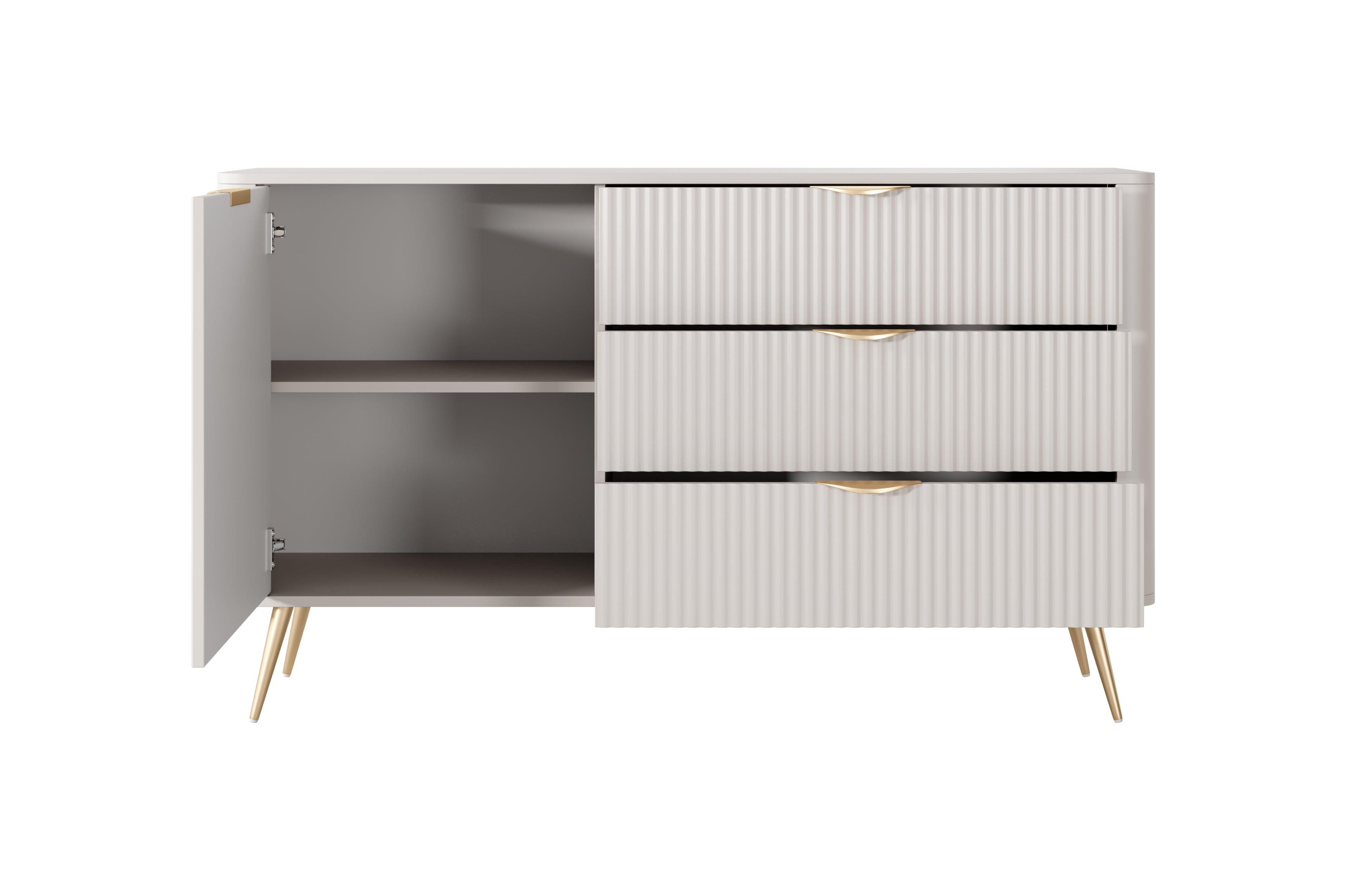 Lask Lante – Sideboard 138 cm with 3 Drawers and 1 Door Beige (138.2 × 81.2 × 38 cm)