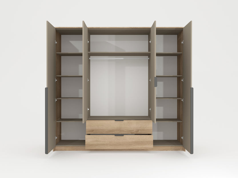 Lask Letto – 4-Door Wardrobe with 2 Drawers