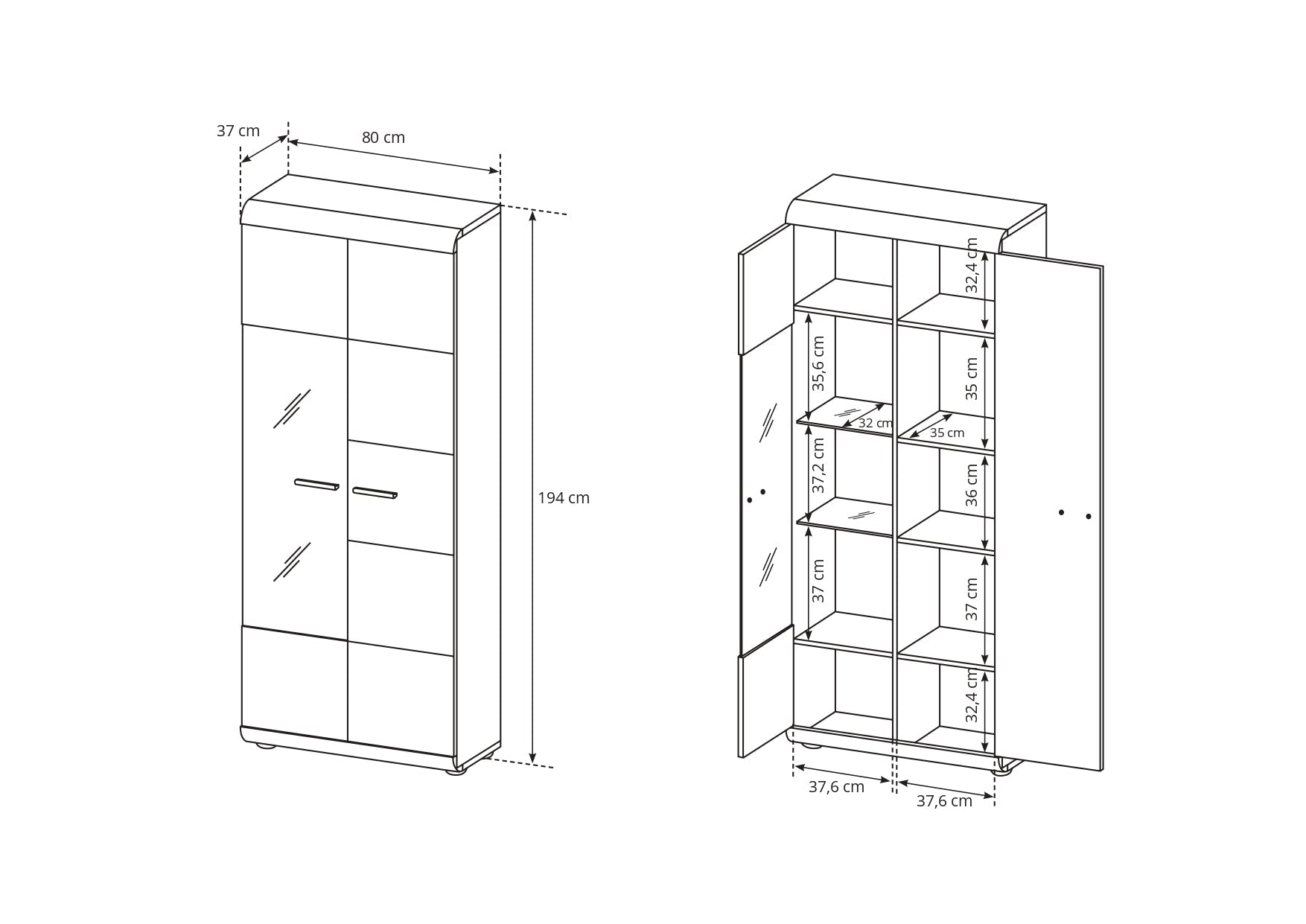 Lask Link – High Display Cabinet 80 cm