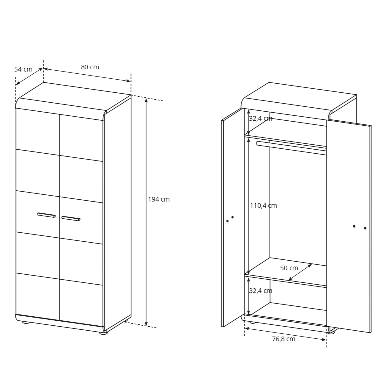 Lask Link – Wardrobe 80 cm
