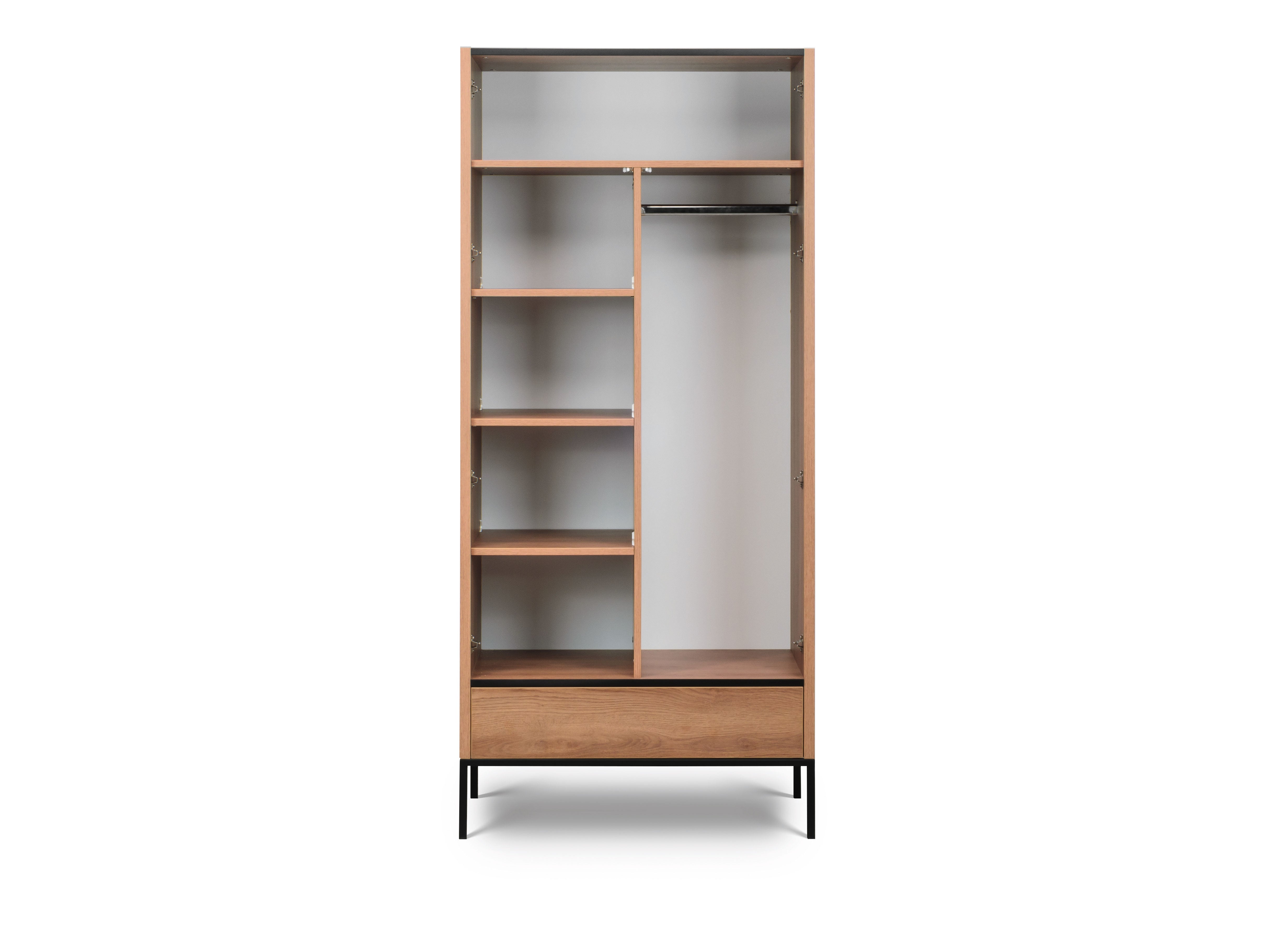 NE Loft Caramel – 2-Door Wardrobe with Shelves, Rail and Drawer