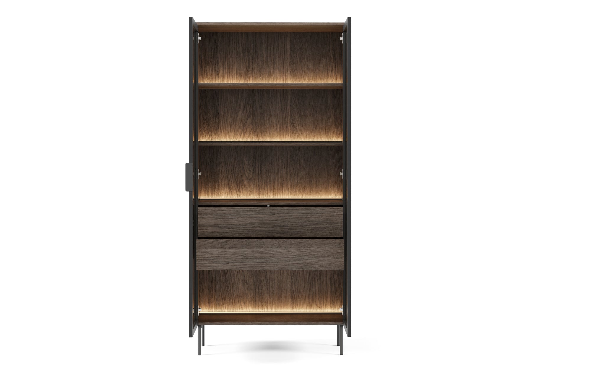 Lask LUMI 2D2S Display Cabinet with LED Lighting – 91.5 x 39.5 cm – Oak Dunin