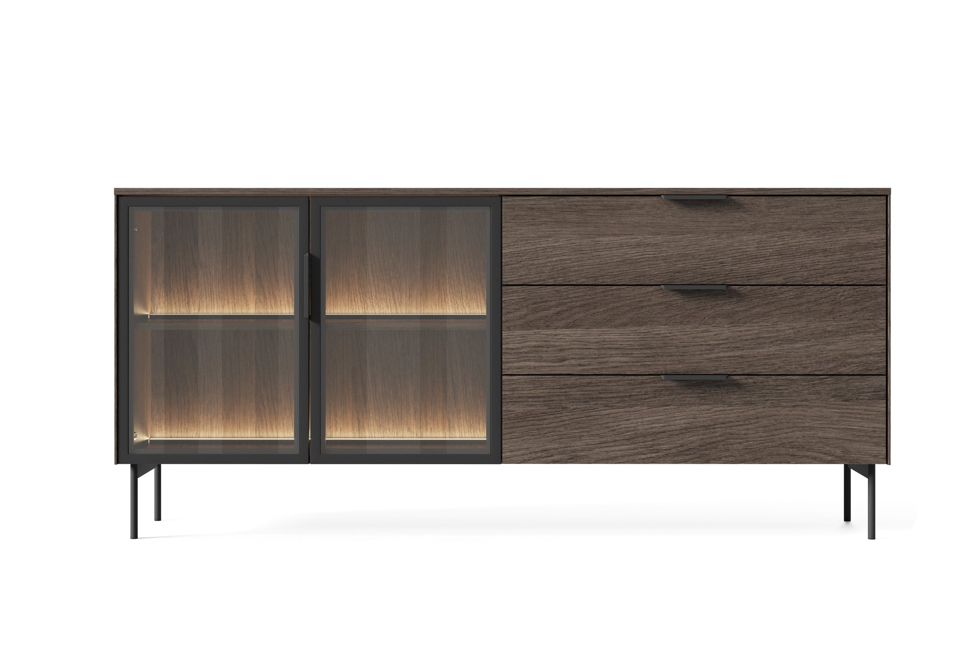 Lask LUMI 2D3S Sideboard with LED Lighting – 181.3 x 39.5 cm – Oak Dunin