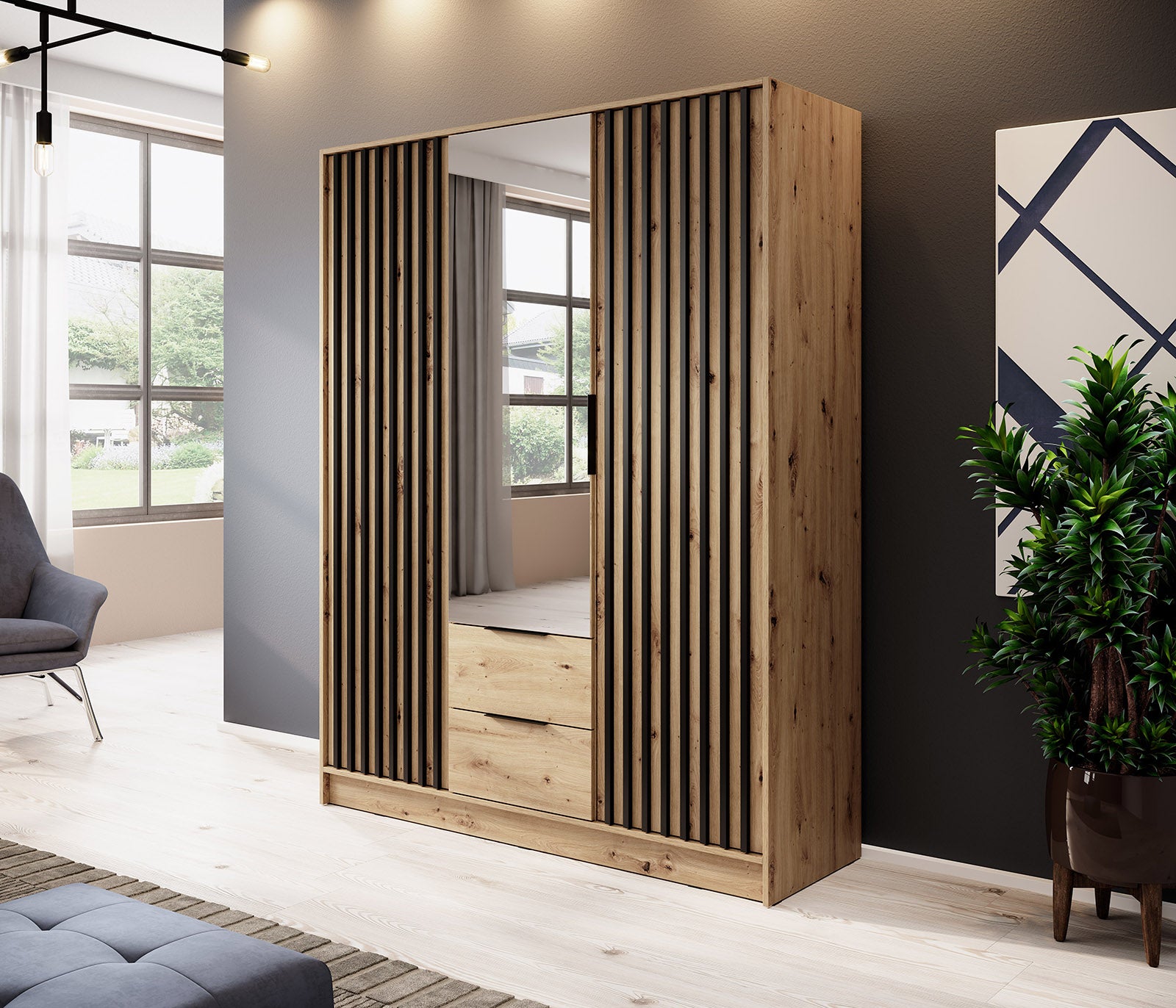 Nelly 3D Wardrobe with Mirror Artisan