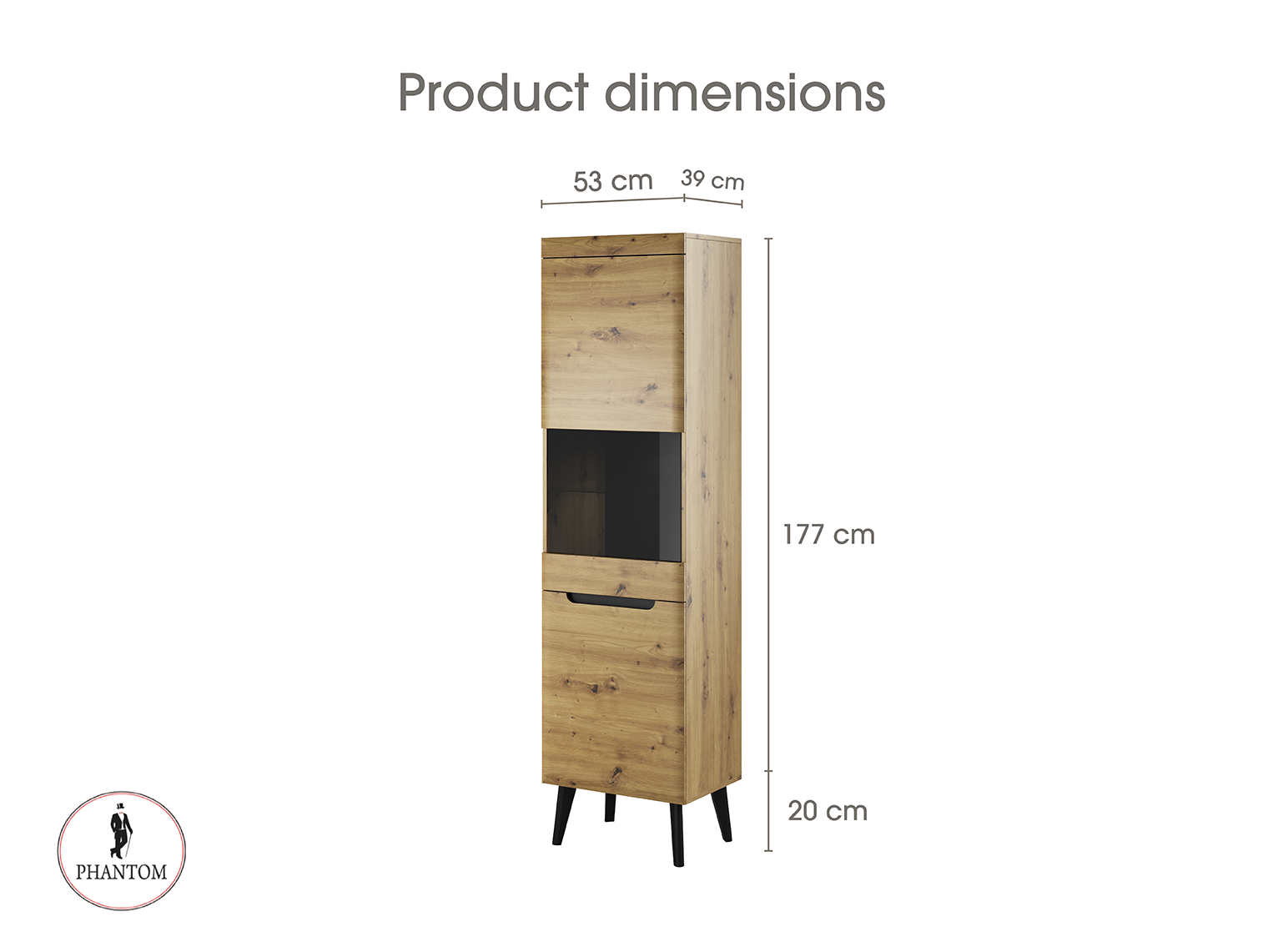 Nordi Cabinet Display Tall White- Scandic style
