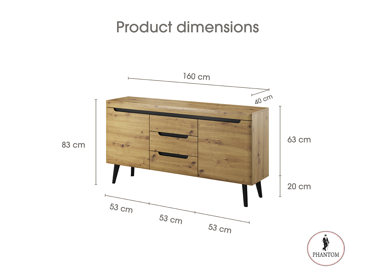 Nordi Chest of Drawers Artisan Oak- Scandic Style whit Two Push to Open System Doors and Three Drawers
