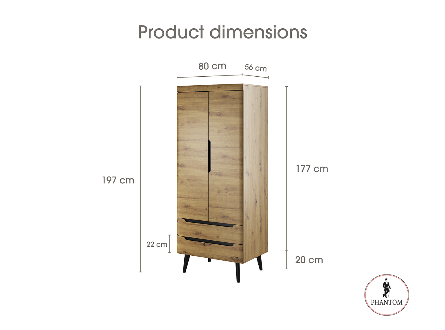Nordi Chest Wardrobe Artisan Oak - Scandic Style