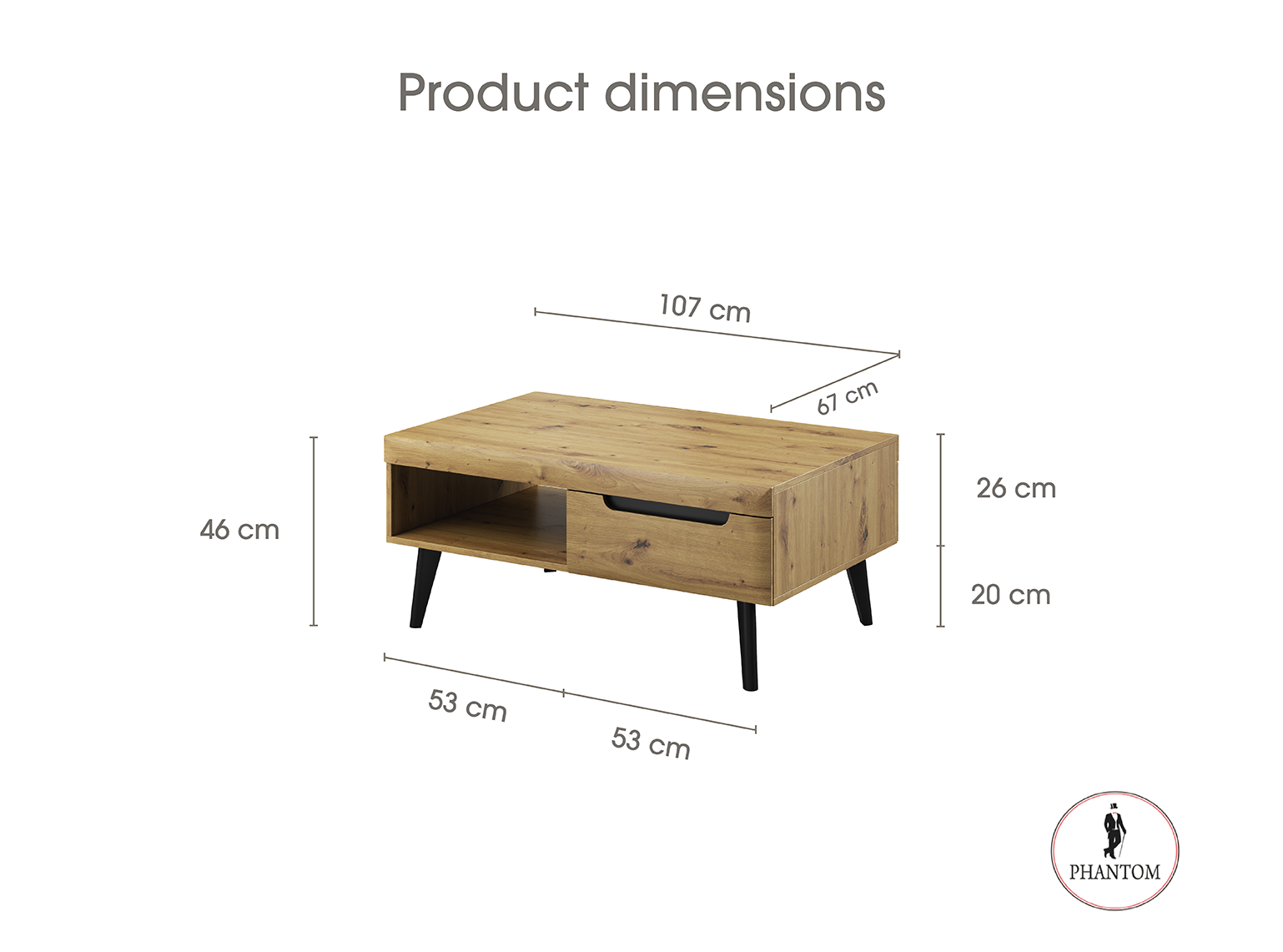 Nordi Coffe Table Artisian Oak- Scandic Style