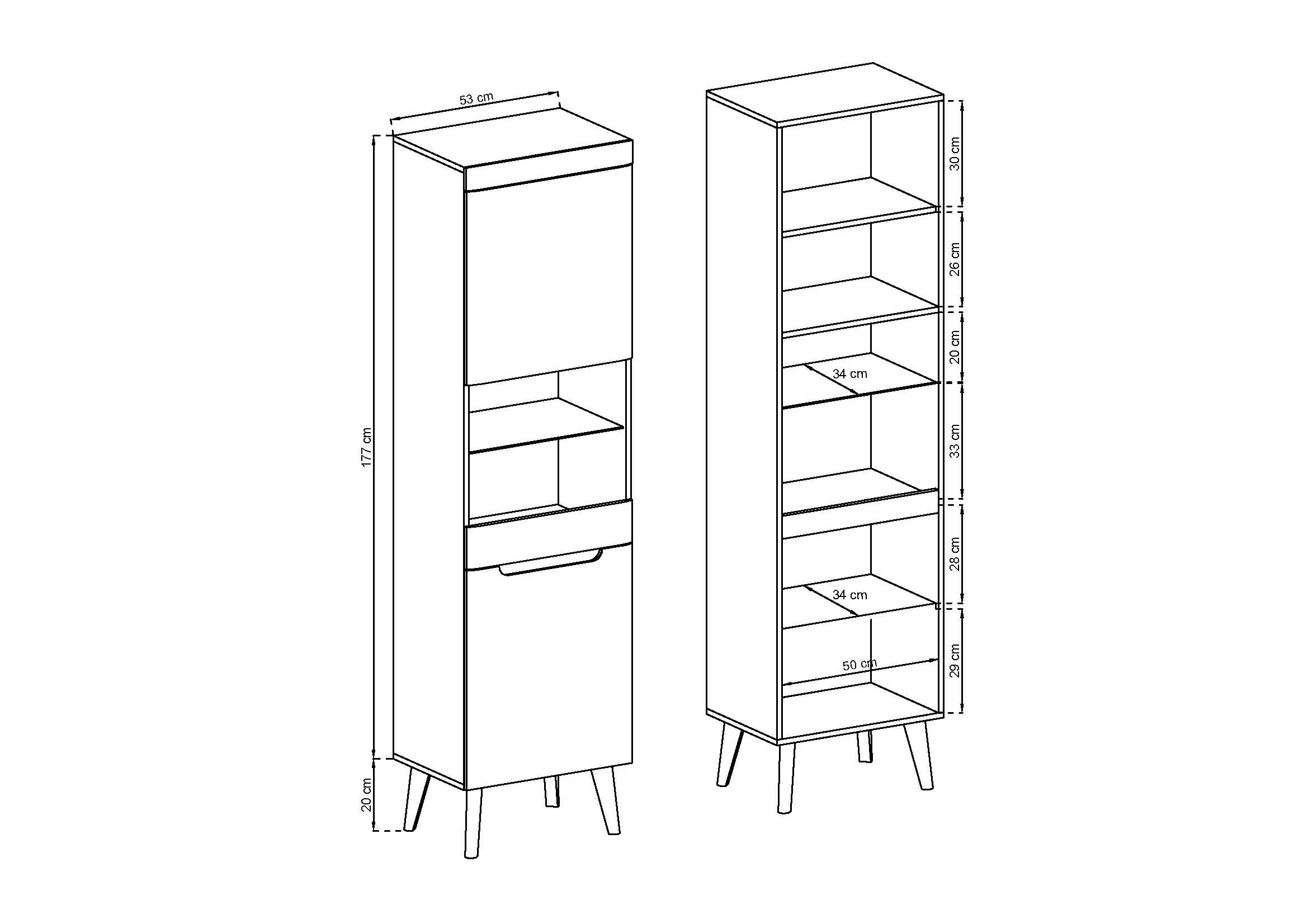 Nordi Cabinet Display Tall White- Scandic style