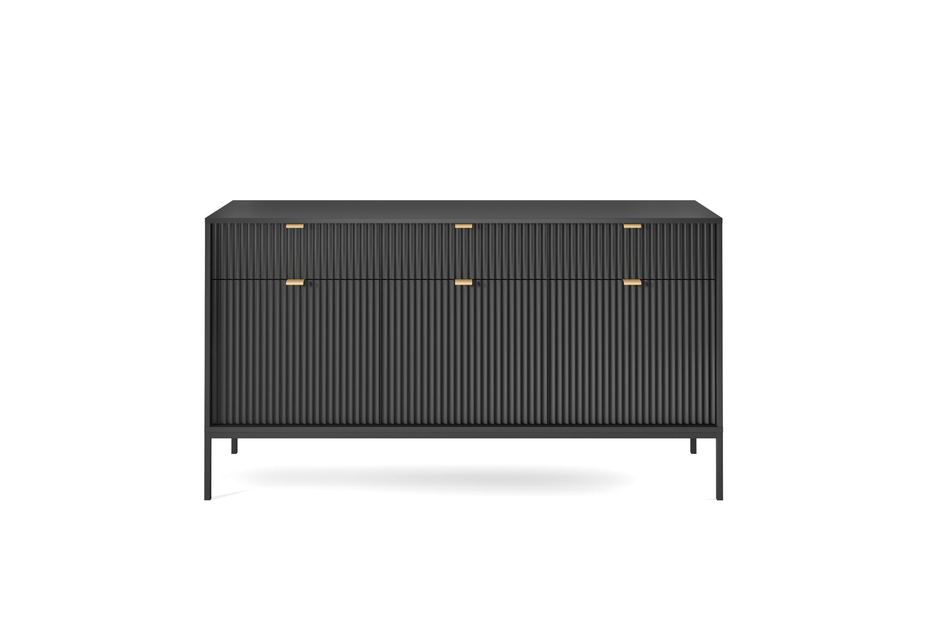 Nova Dresser Black - Modern Design with Three Push to Open Door and Three Drawers