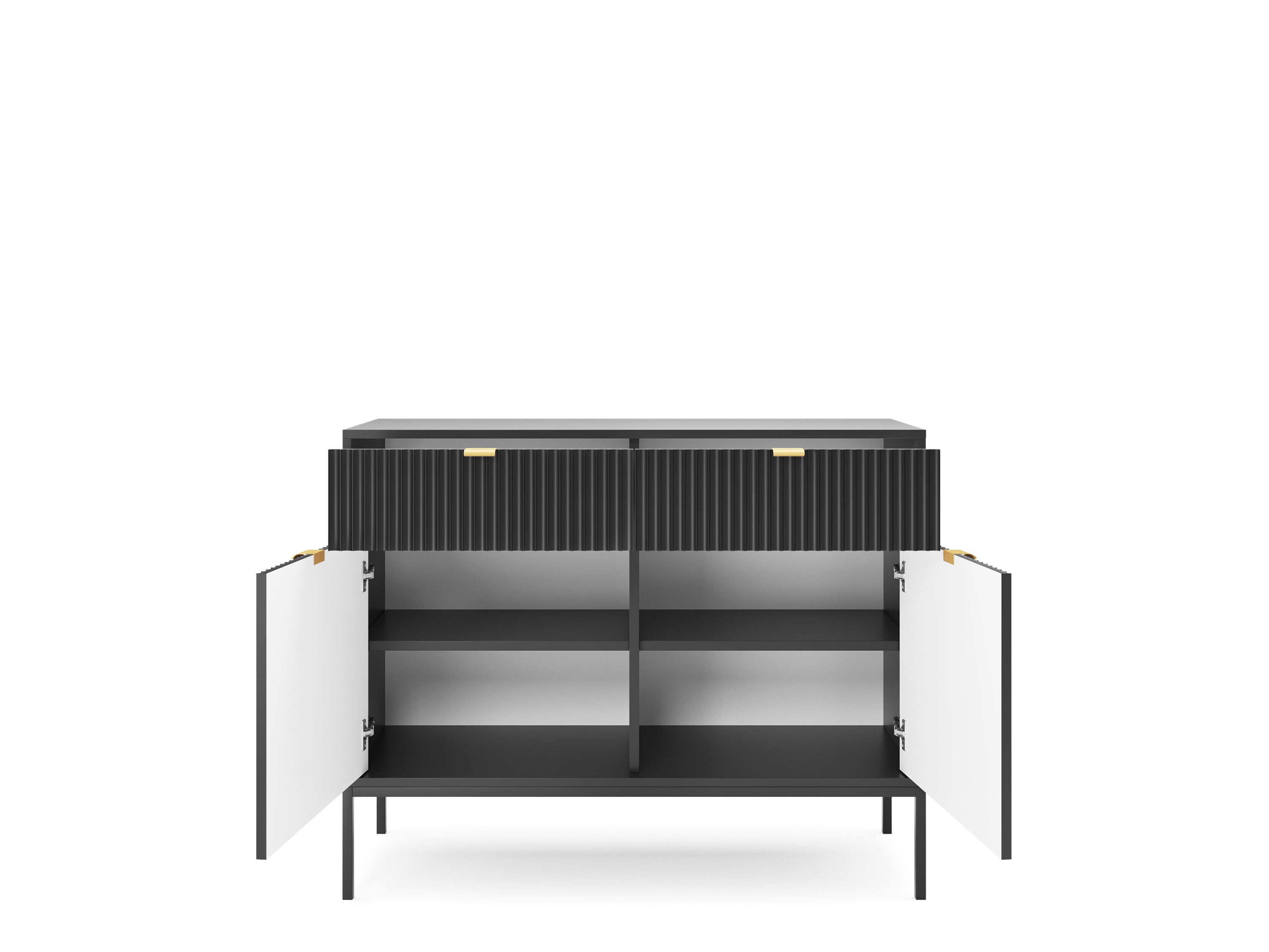 Nova Dresser Black - Modern Design with Two Doors and Two Drawers