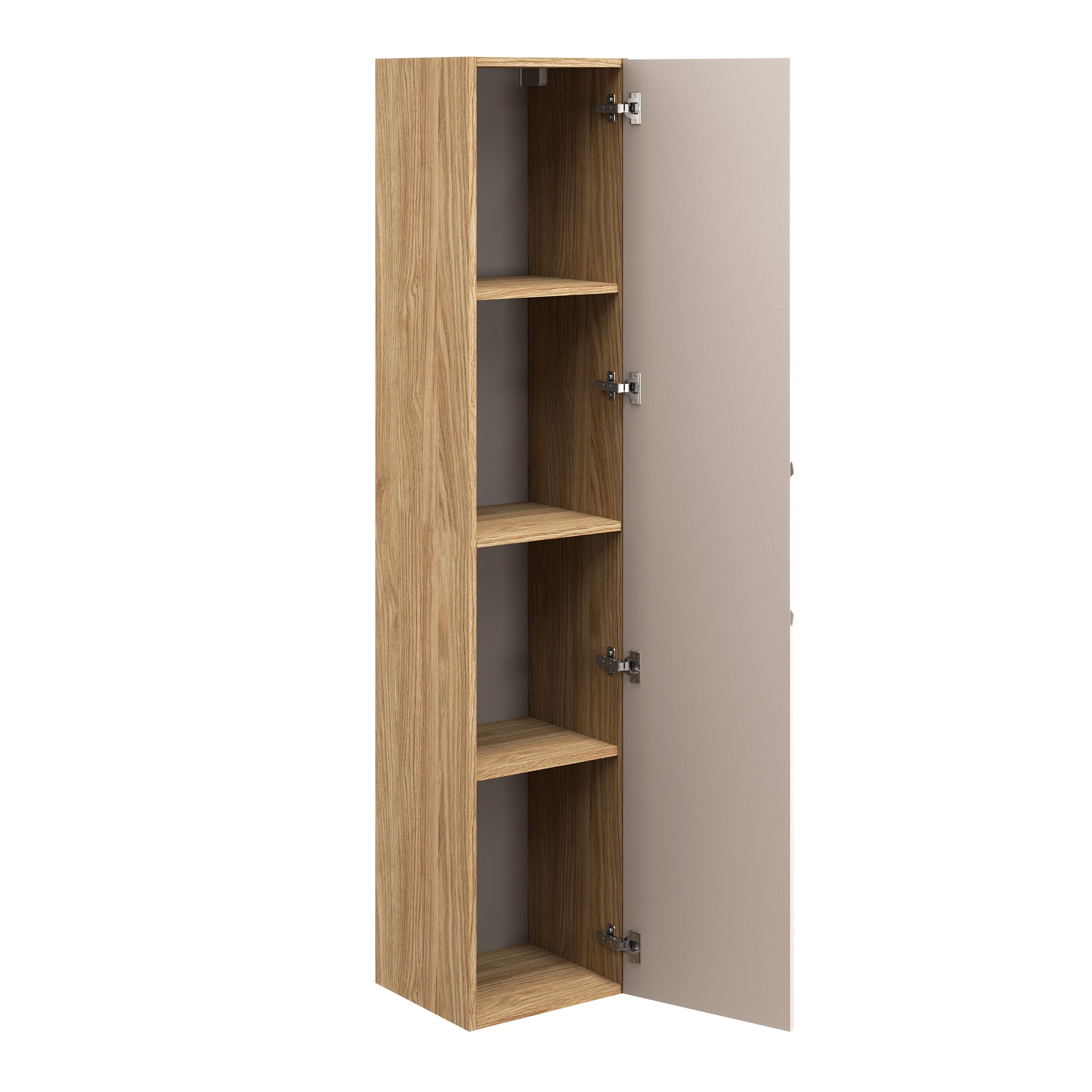Ocean Tall Cabinet 1 Door – Oiled Oak / Beige, 35 cm