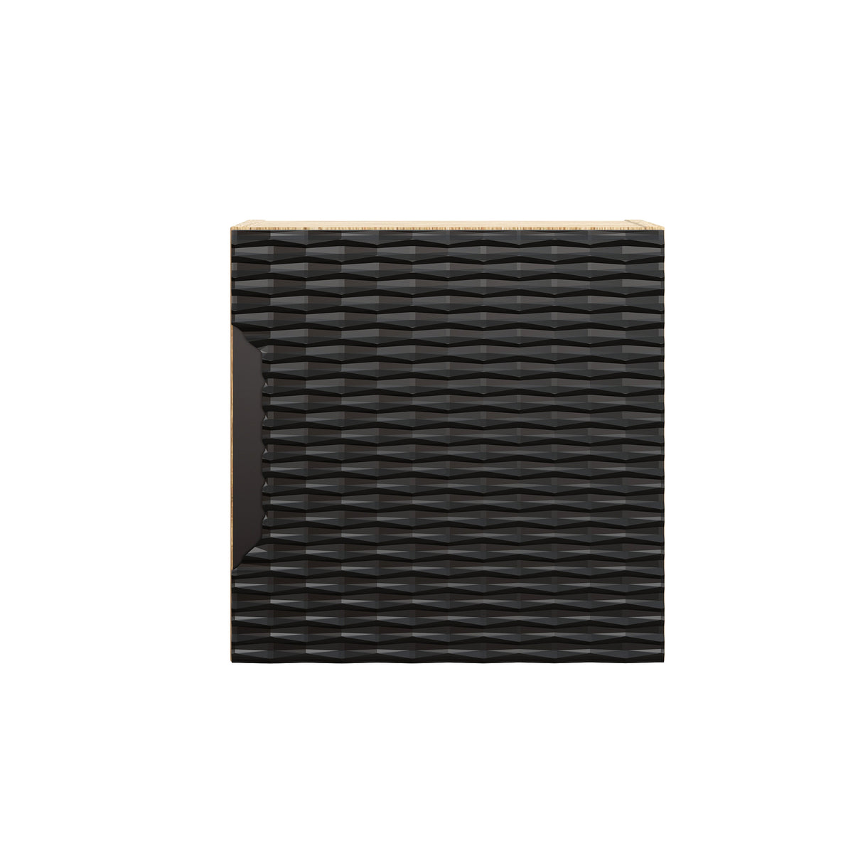 Ocean Qubik Wall Cabinet 1-Door – Black Matt / Oiled Oak, 35x35 cm