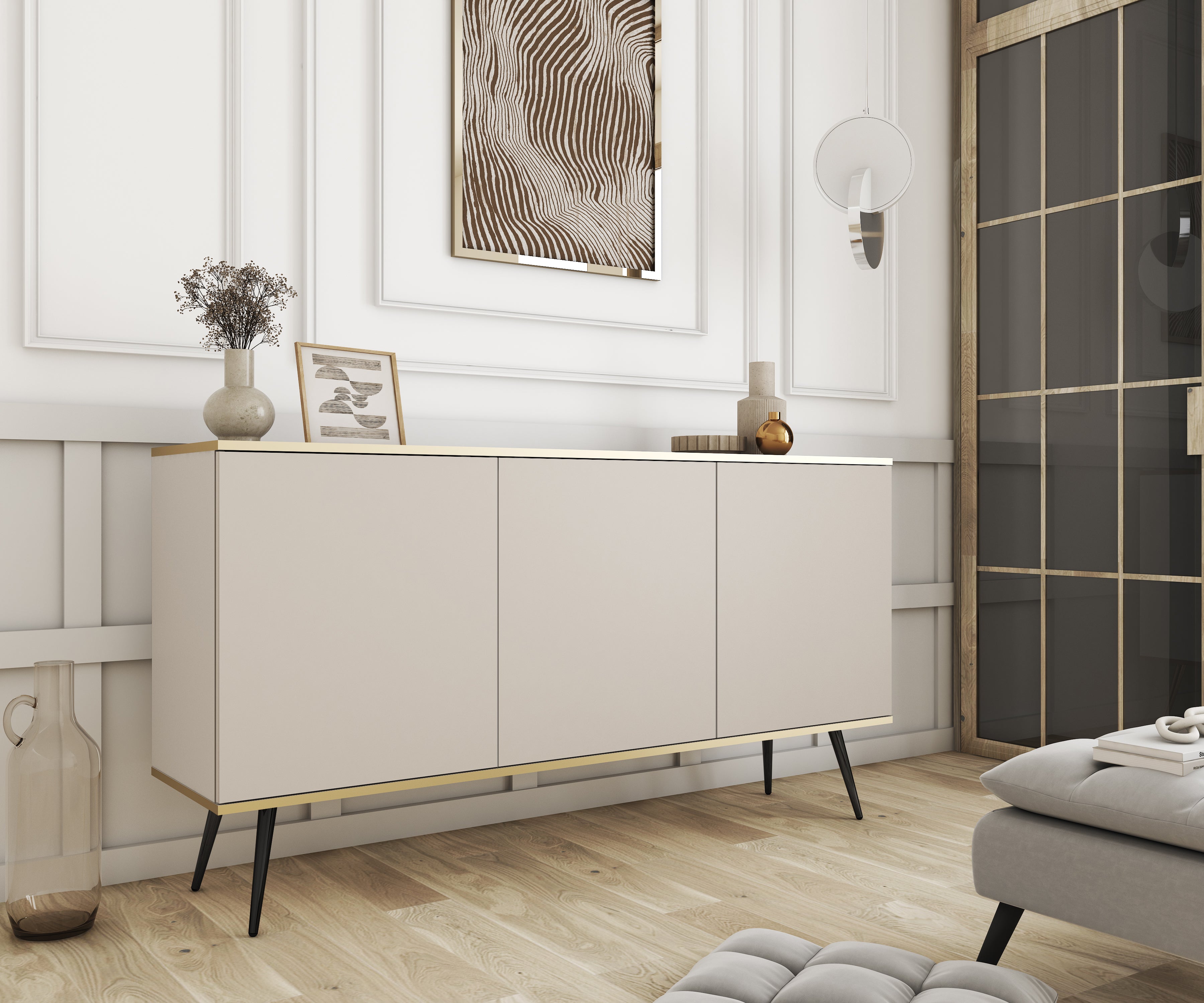 Oro K160 Beige & Black Sideboard