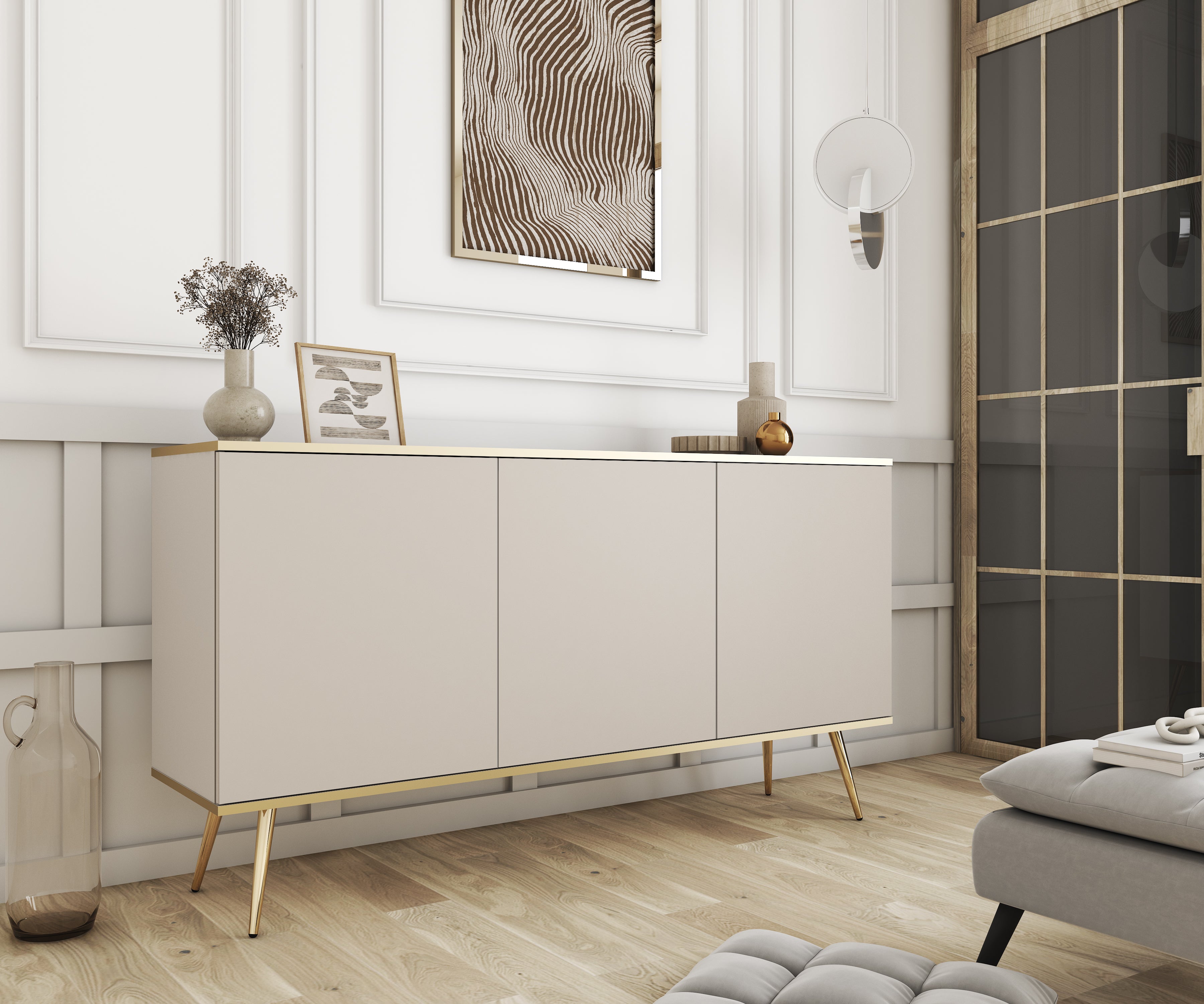 Oro K160 Beige & Gold Sideboard