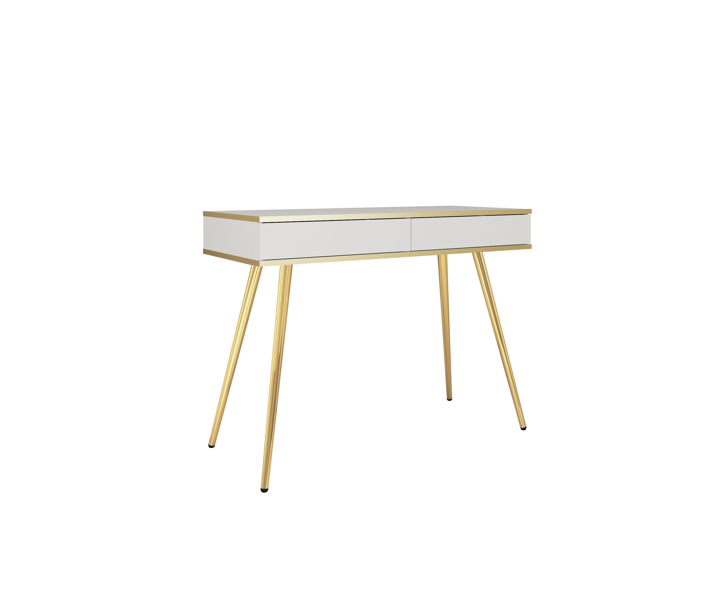 Oro T102 Vanity Table – White with Gold Legs