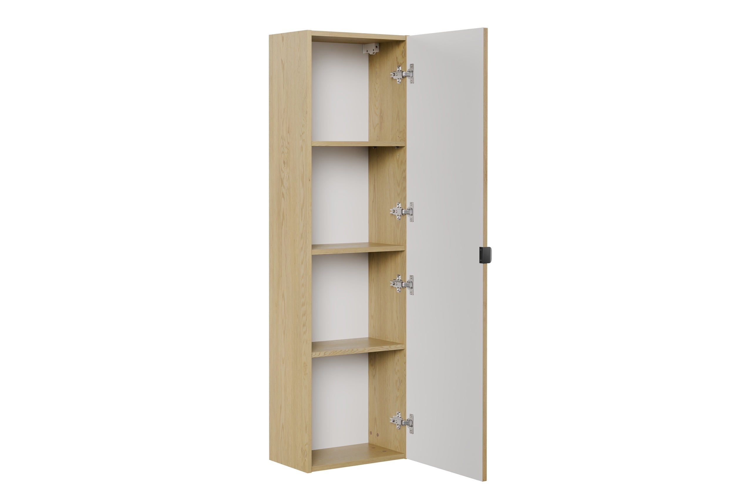 Ovalia Cremona tall cabinet interior – 4 shelves, soft-close hinges, Cremona Oak carcass