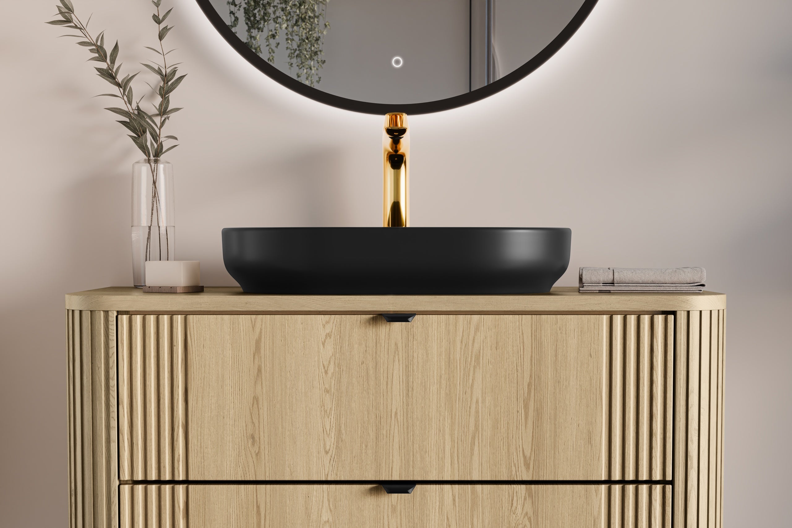 Ovalia Cremona Vanity Unit 80 / 100 / 120 cm – Cremona Oak, 2 Drawers – Configure Your Bathroom