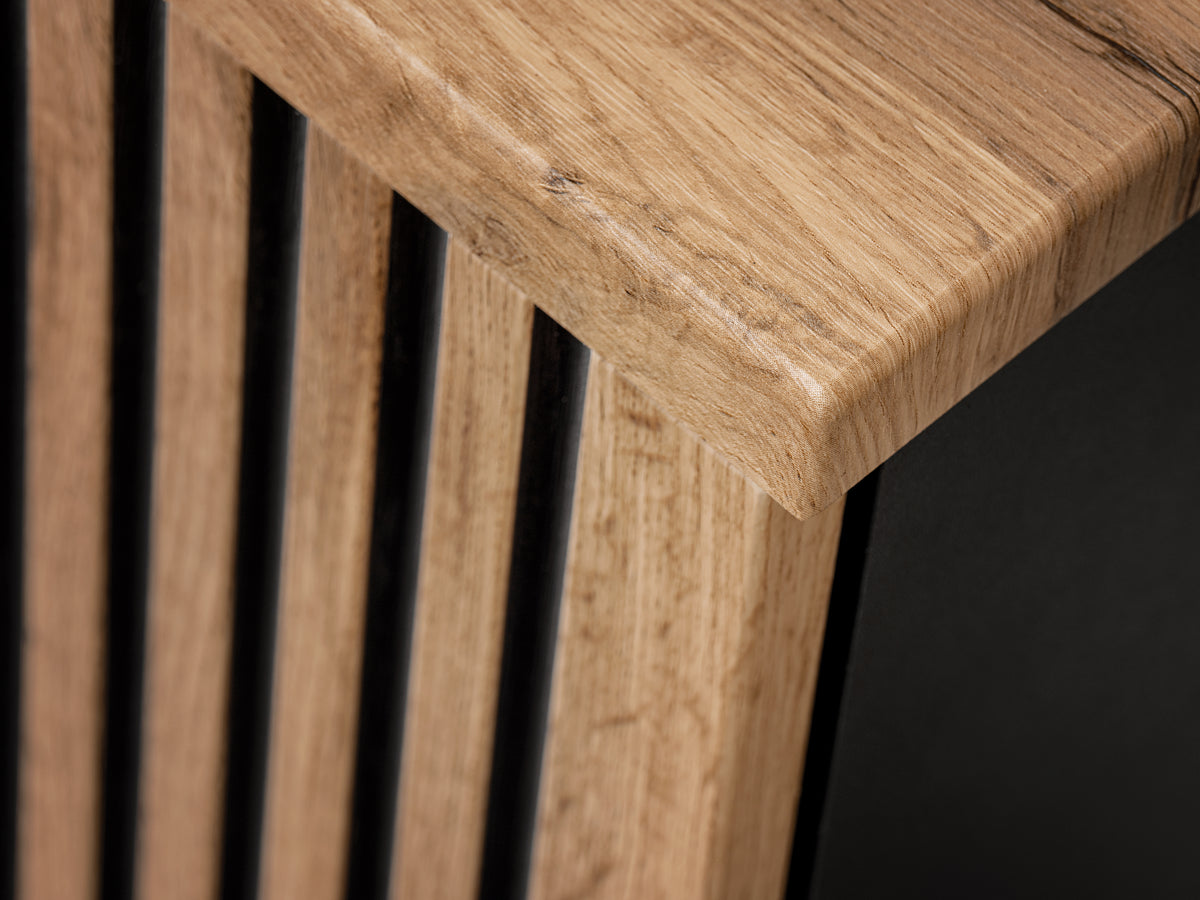 Xilo Tall Cabinet – Black / Wotan Oak, 35 cm