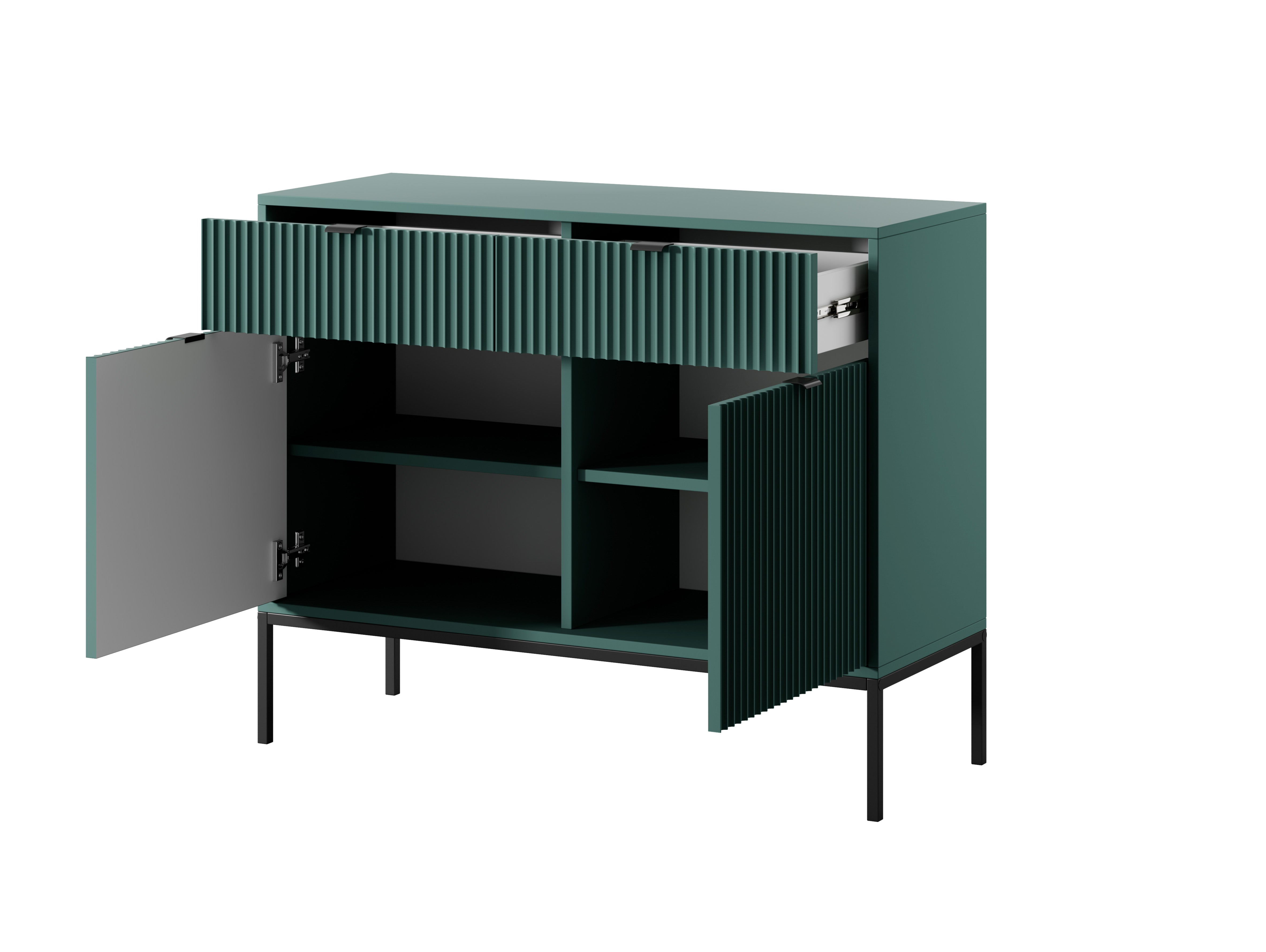 Nova Dresser Labrador Green - Modern Design with Two Doors and Two Drawers