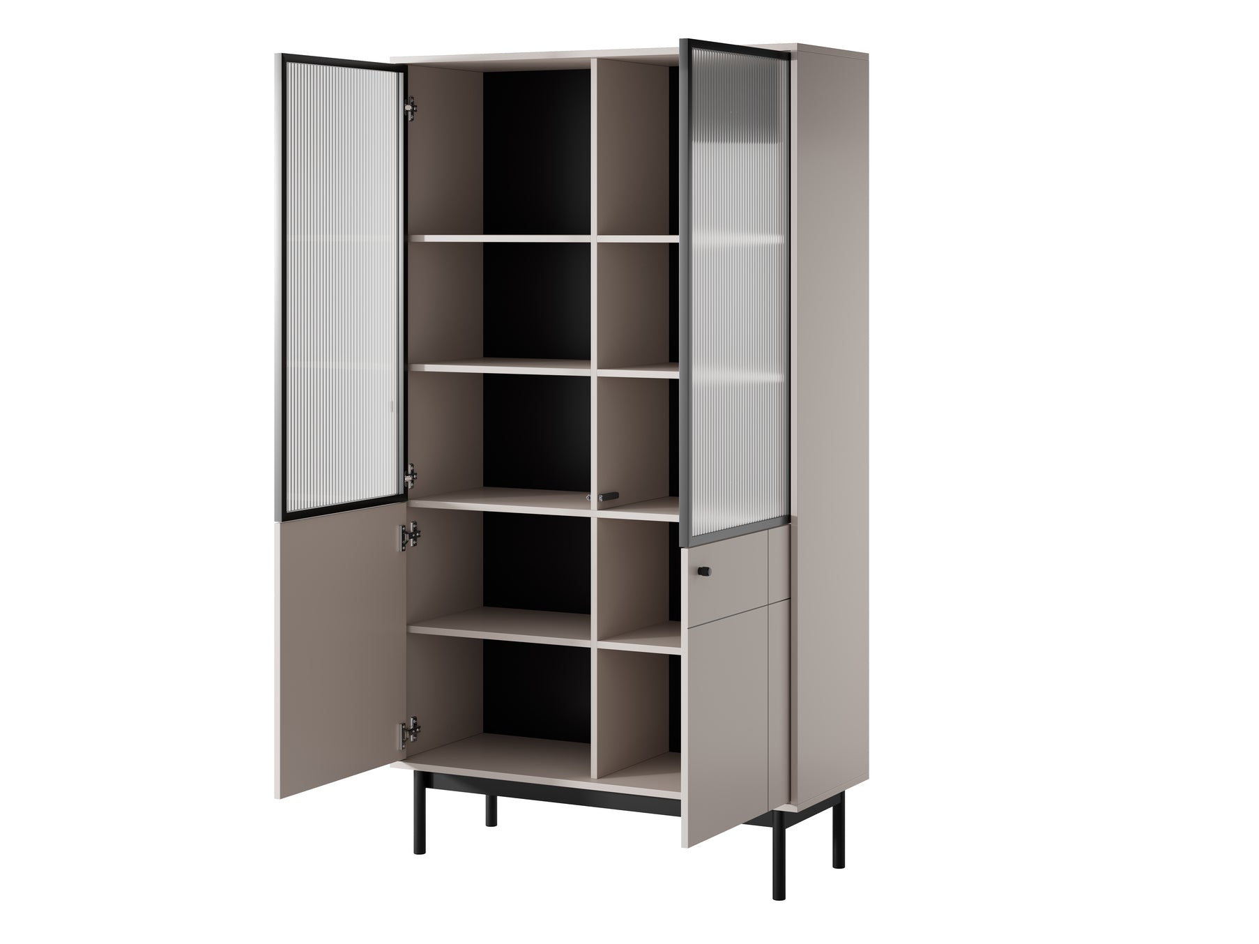 PI Japandi Bookcase with Glass Front WT104 in Cashmere