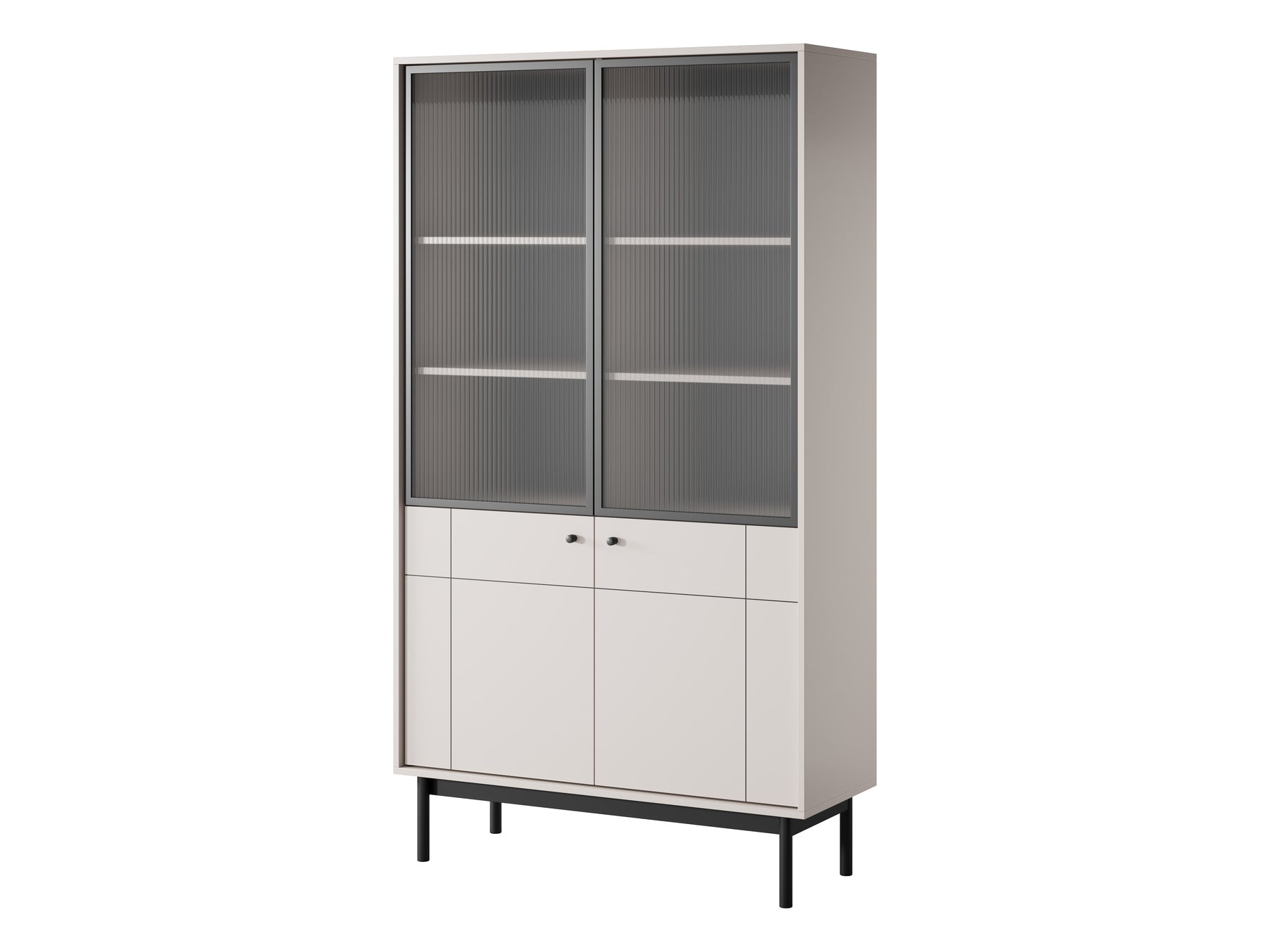 PI Japandi Bookcase with Glass Front WT104 in Cashmere