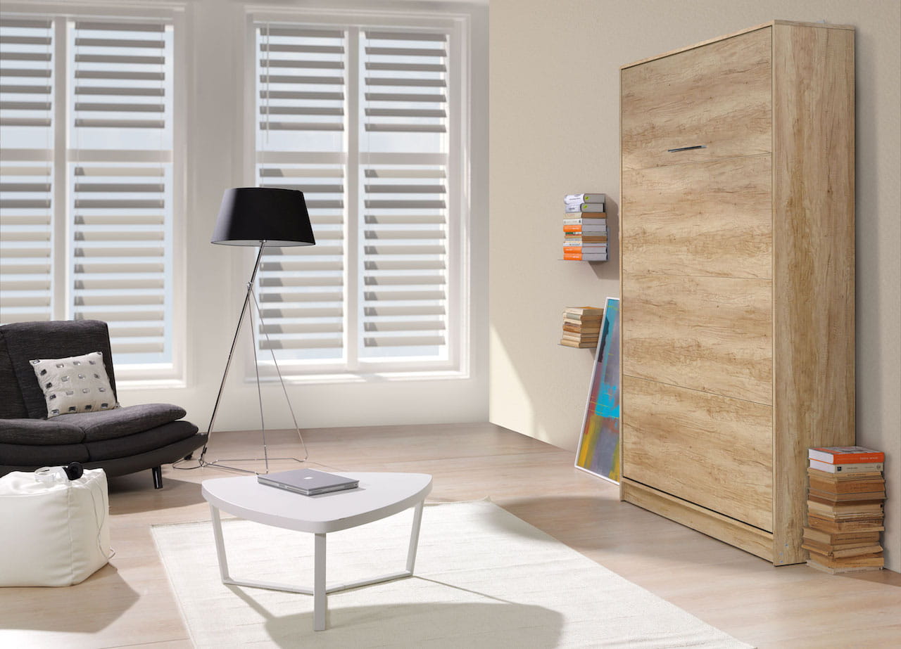 Customizable Murphy Bed Vertical Basic Furniture Set -Sonoma Oak (90 / 120 / 140 × 200 cm)