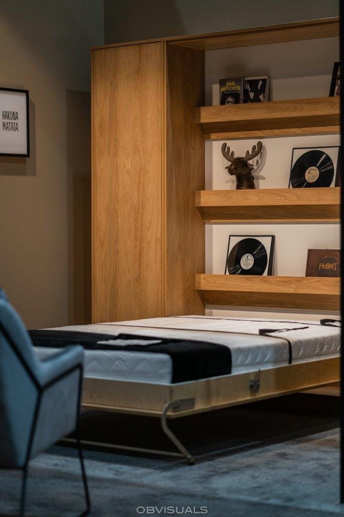 Customizable Murphy Bed Vertical Basic Furniture Set -Sonoma Oak (90 / 120 / 140 × 200 cm)