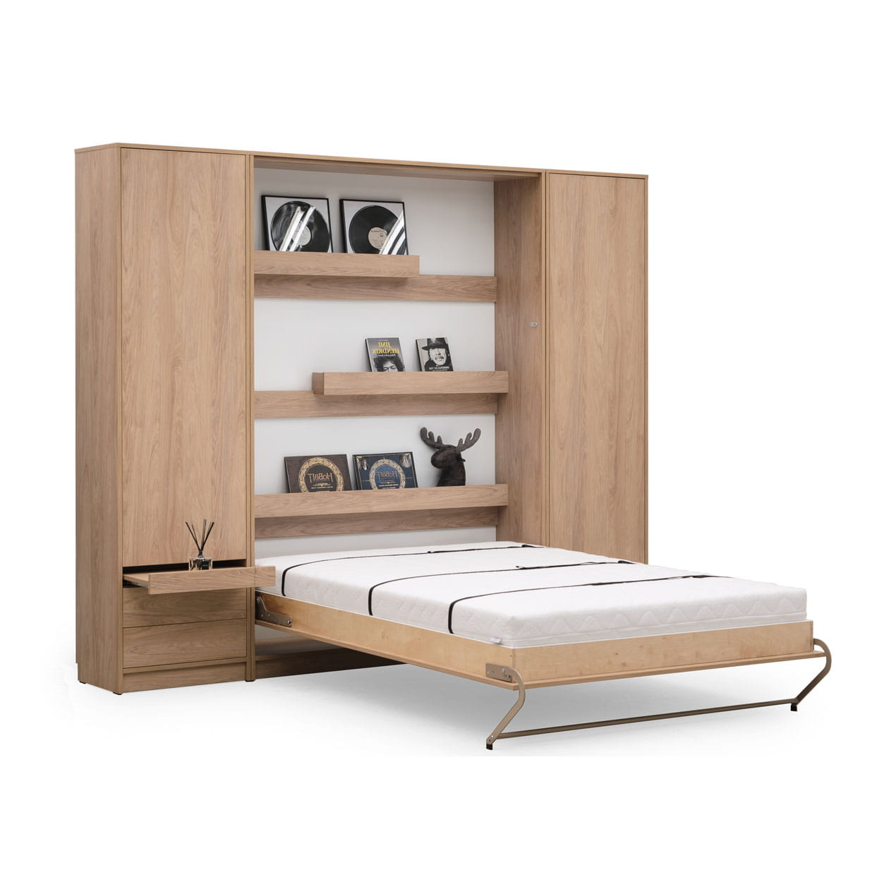 Customizable Murphy Bed Vertical Basic Furniture Set -Sonoma Oak (90 / 120 / 140 × 200 cm)