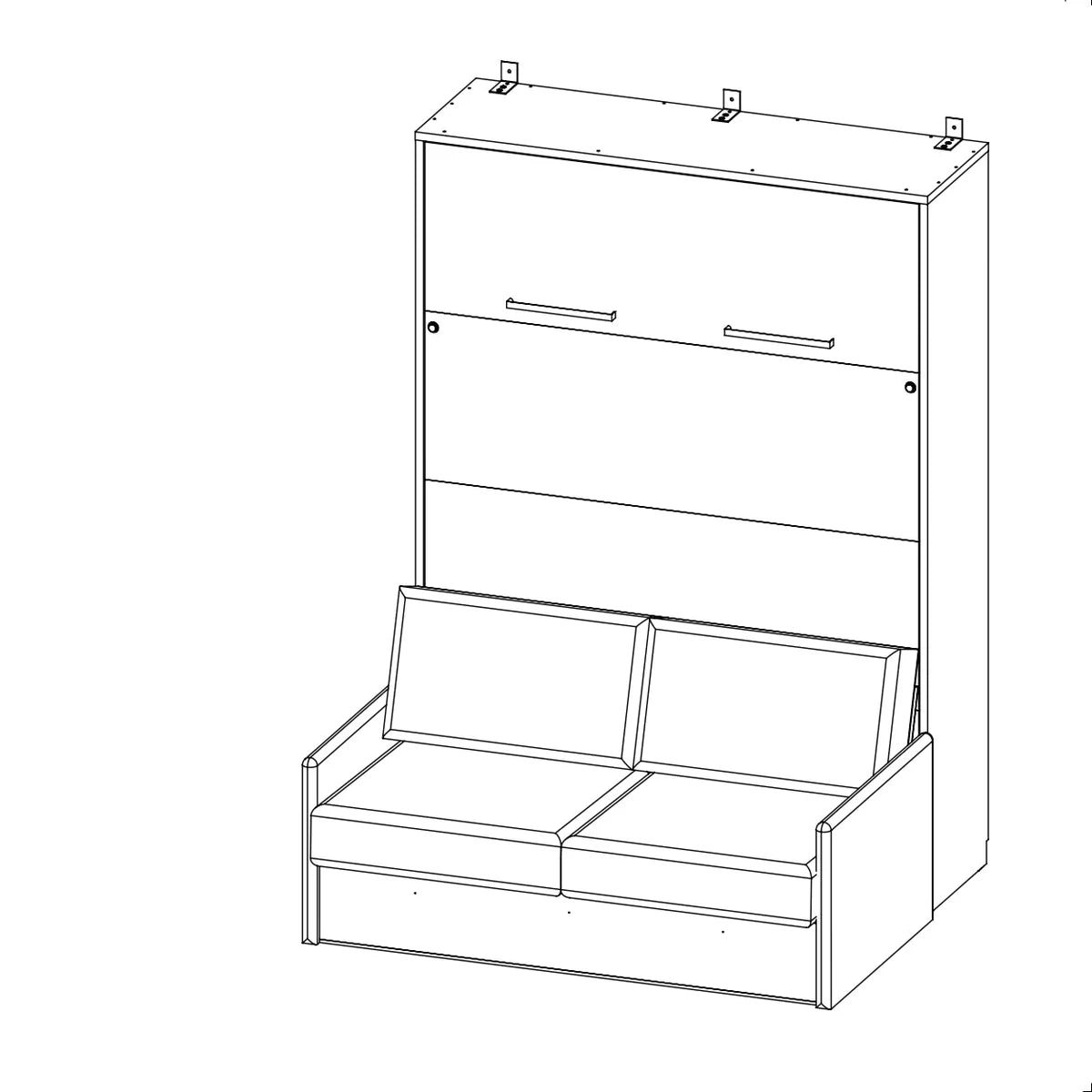 Genius Murphy Bed with Sofa Lancelot Oak 160 x 200 cm and LED Lighting