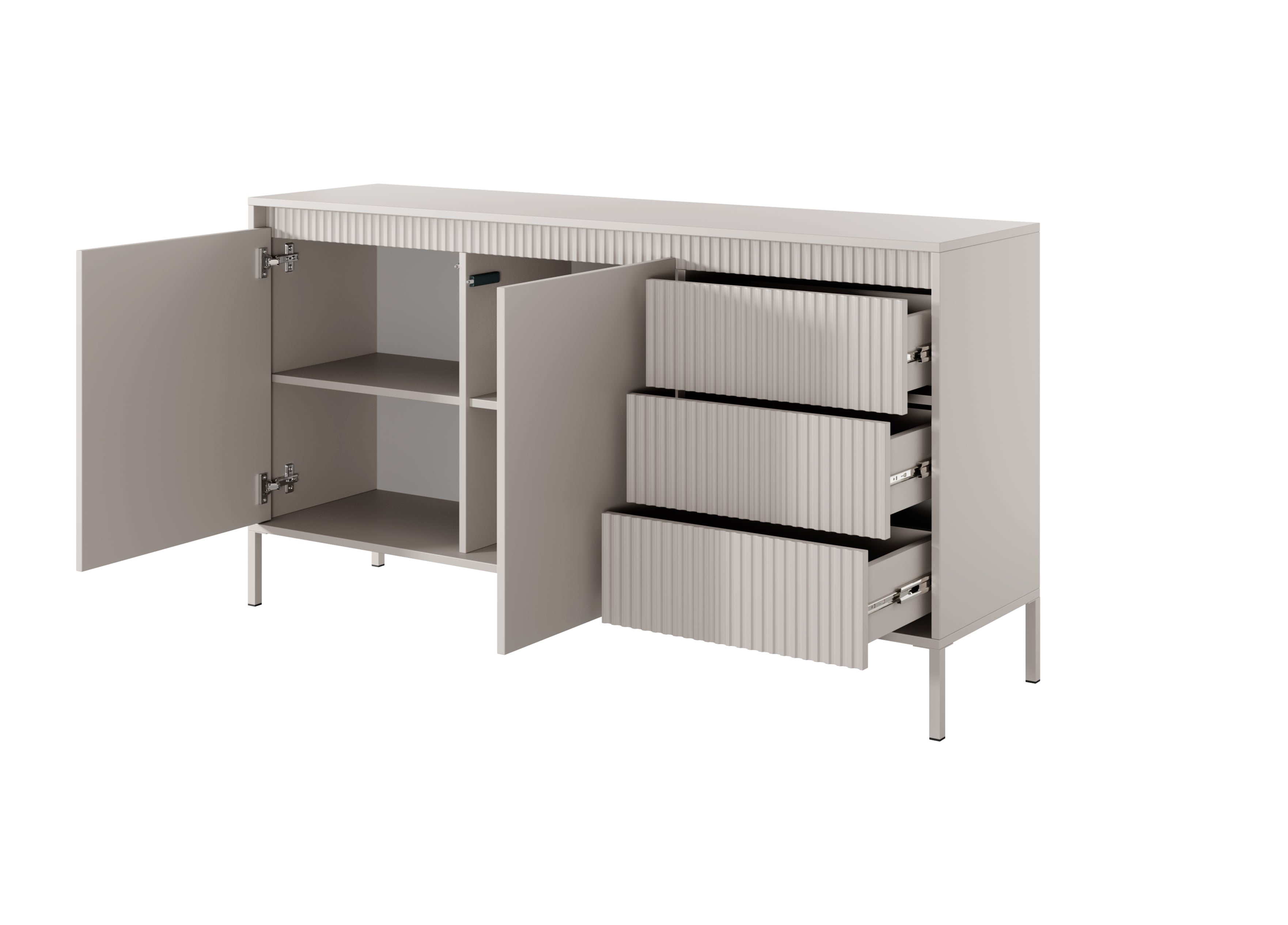 Lask Senso – Sideboard 153 cm Beige (2 Doors, 3 Drawers)