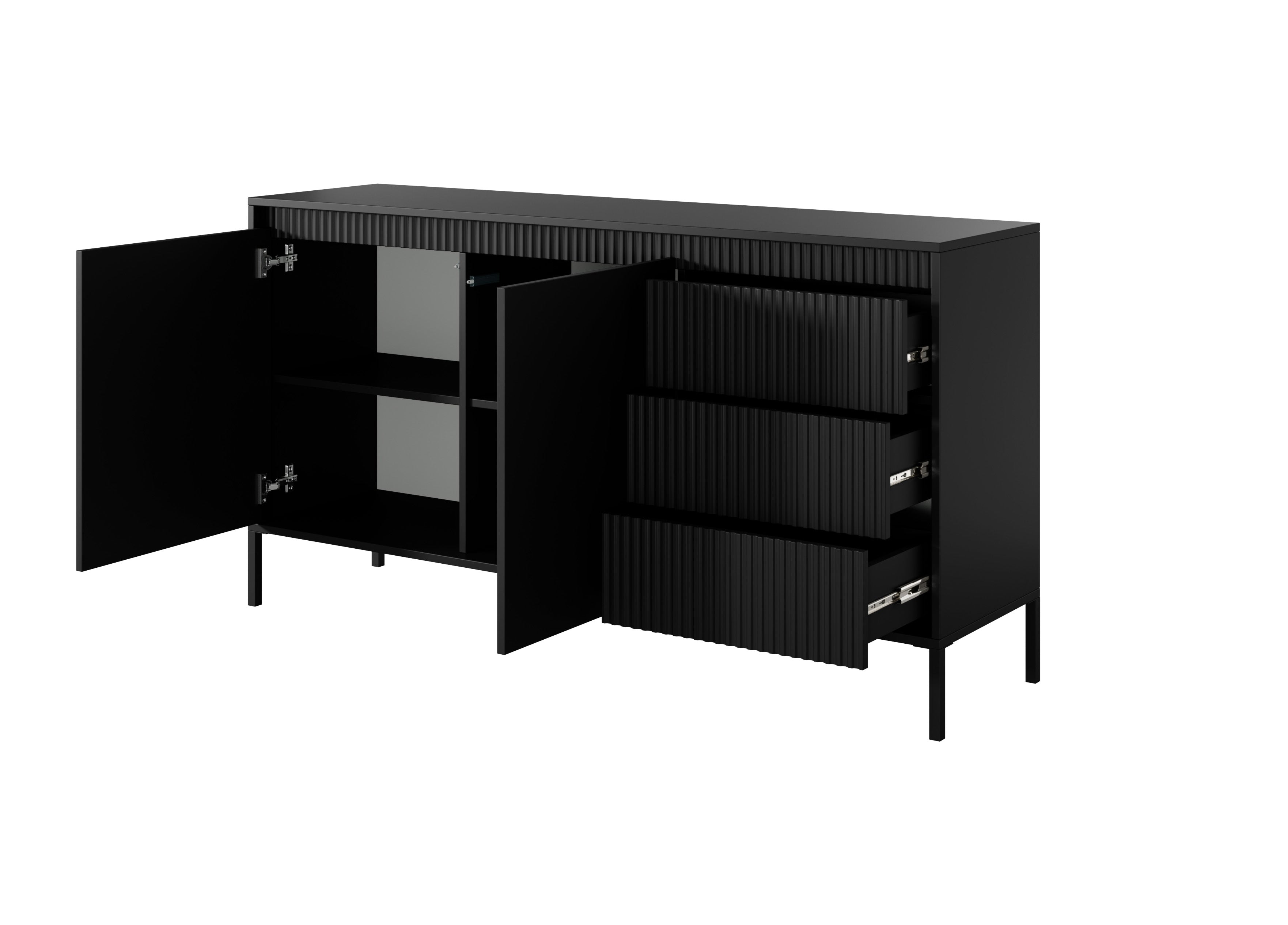 Lask Senso – Sideboard 153 cm Black (2 Doors, 3 Drawers)