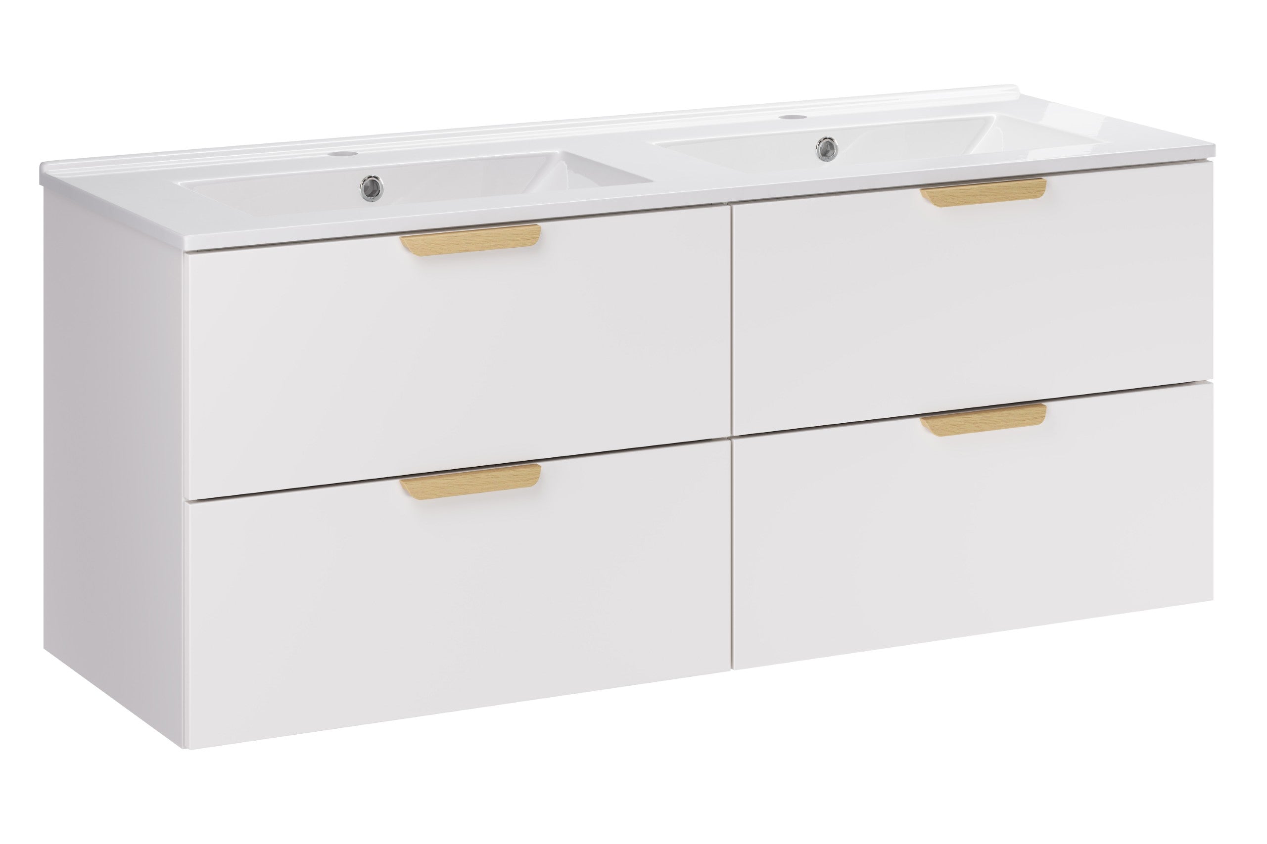 Aster White Bathroom Vanity Unit Set – 120 cm, White Matt & Cremona Oak – Configure Your Bathrom