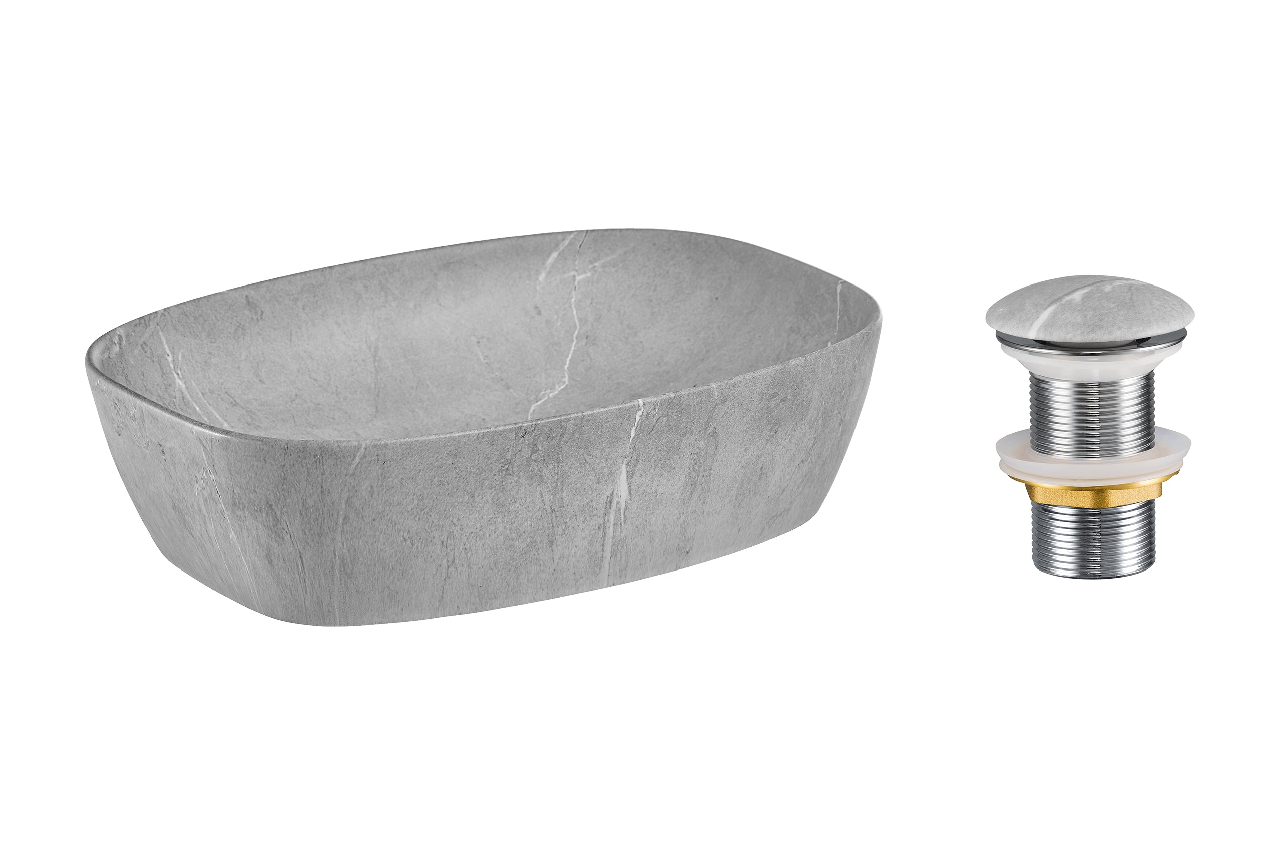 Click-Clack Basin Waste – White Marble Effect, T201M-H1-3