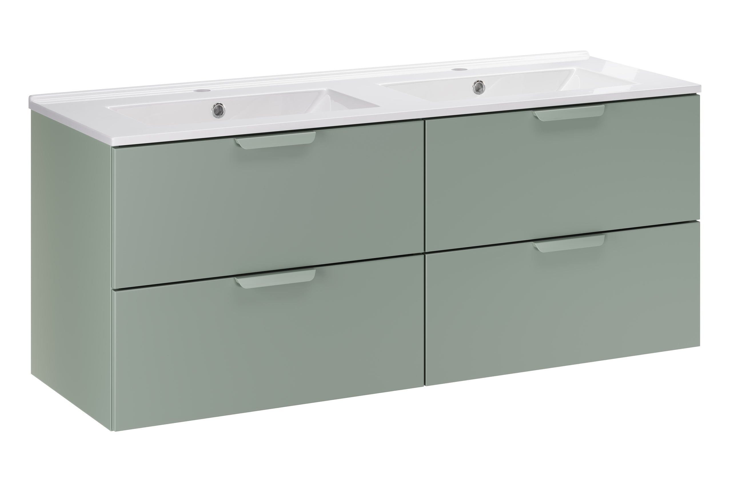 Aster Green Bathroom Vanity Unit Set – 120 cm, Aloes Matt & Cremona Oak – Configure Your Bathrom