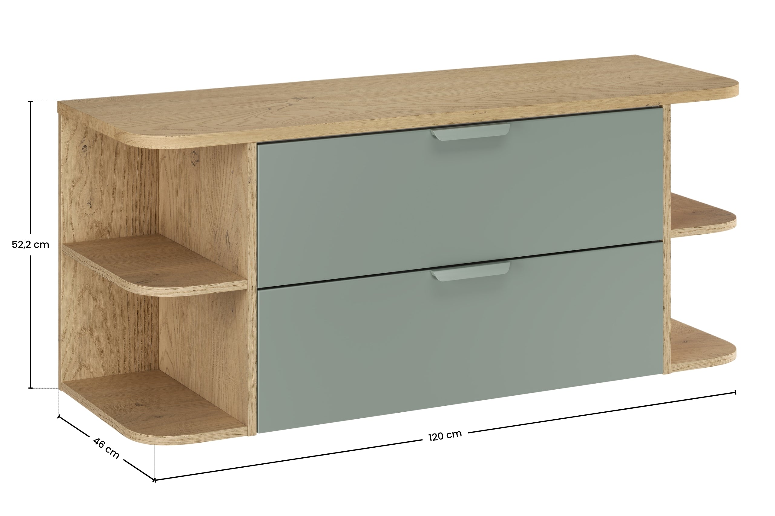 Aster Green Bathroom Vanity Unit Set – 120 cm, Aloes Matt & Cremona Oak – Configure Your Bathrom