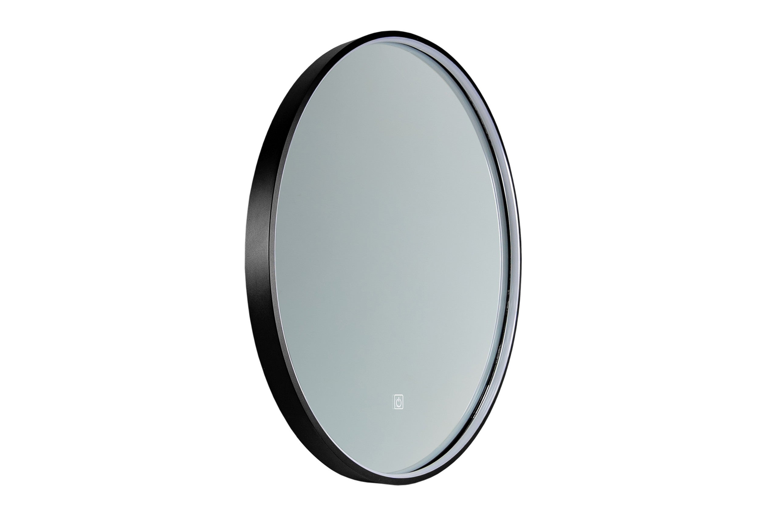 Sirius LU LED 80 – Round LED Bathroom Mirror with Black Frame, 80 cm