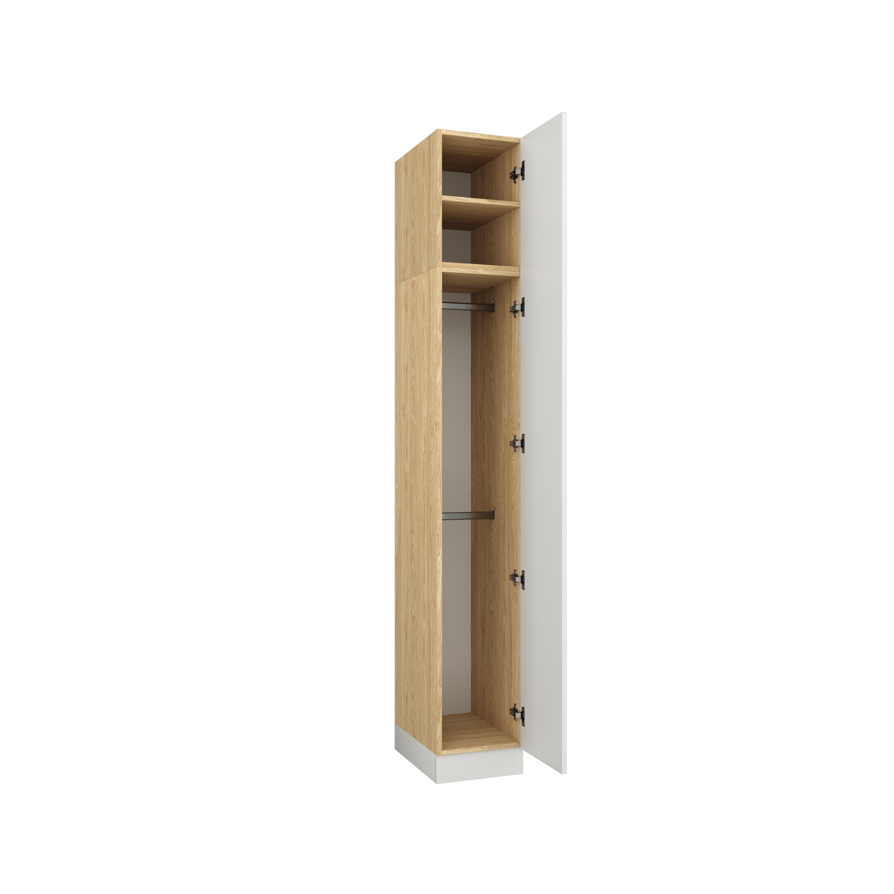 SLEEP VARIA Single-Door Wardrobe 35 cm with Hanging Rails – Oiled Oak / White Gloss