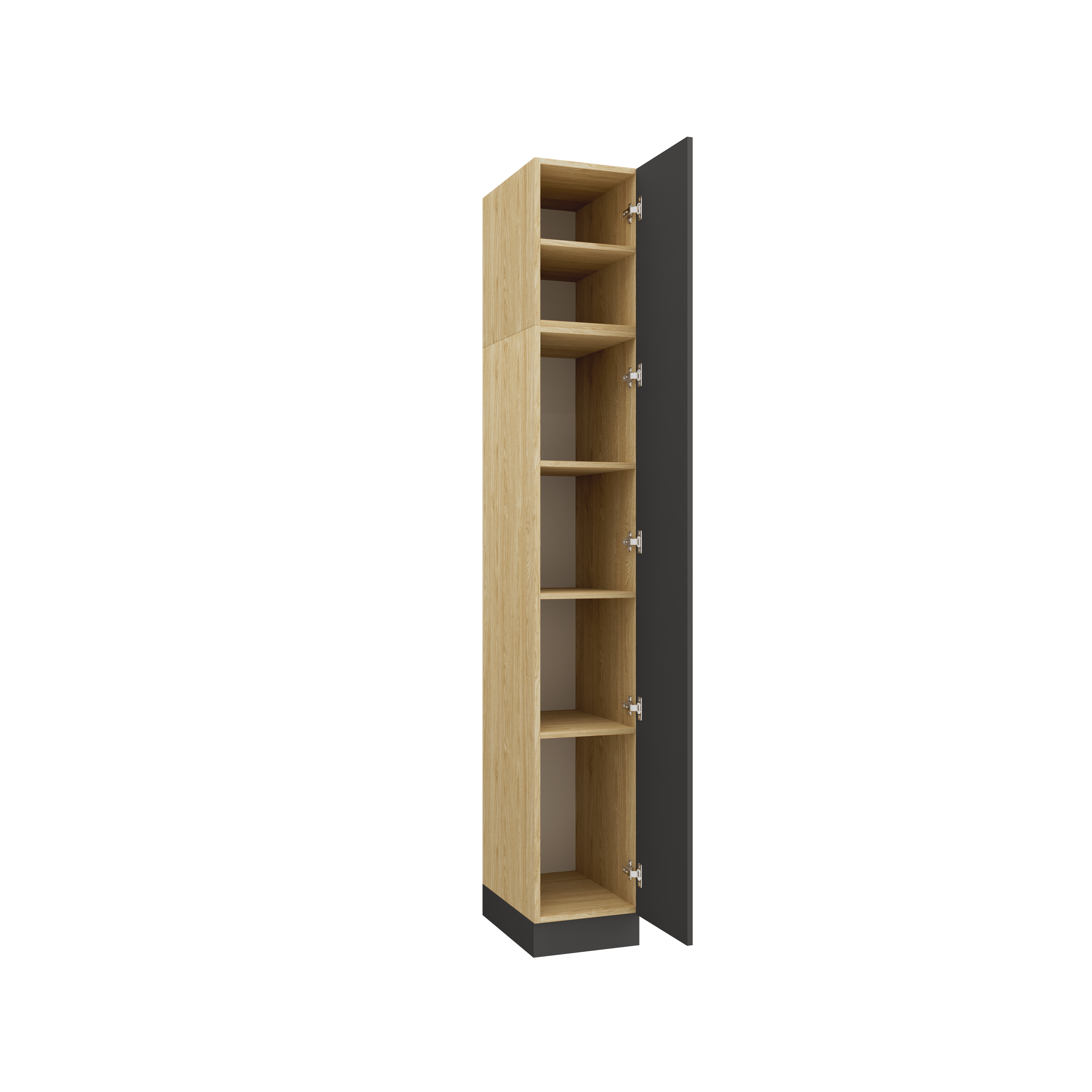 SLEEP VARIA Wardrobe 1D 35 cm with Shelves – Oiled Oak / Graphite