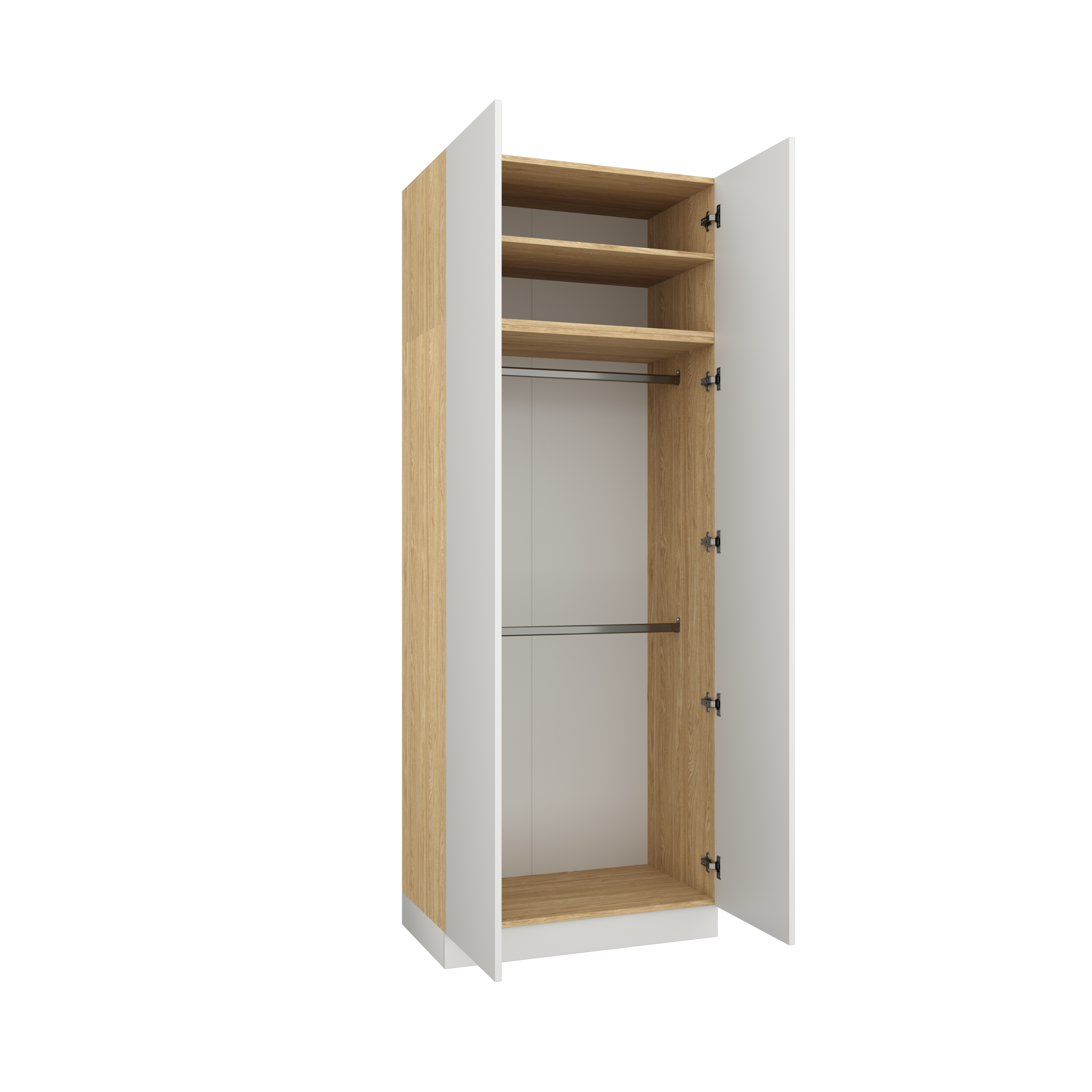 Sleep Varia Two-Door Wardrobe – 90 cm – Oiled Oak / White Gloss