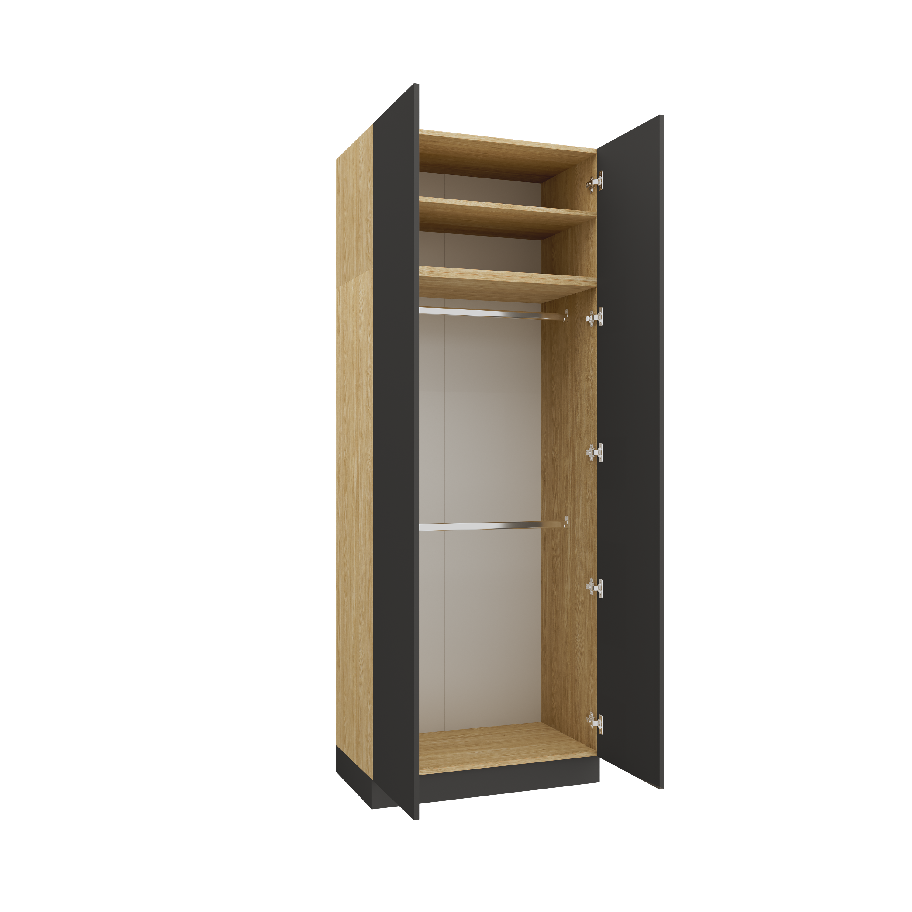 Sleep Varia Two-Door Wardrobe – 90 cm – Oiled Oak / Graphite