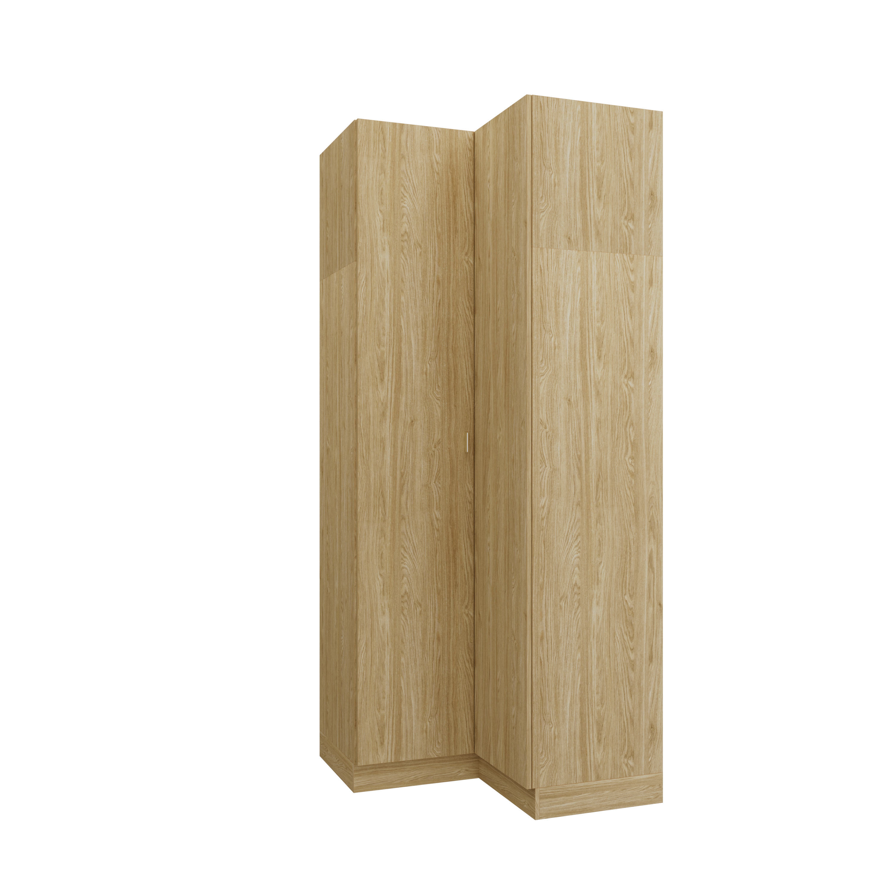 SLEEP VARIA Corner Wardrobe 97.4 x 97.4 cm with Shelf and Hanging Rails – Oiled Oak / Oiled Oak