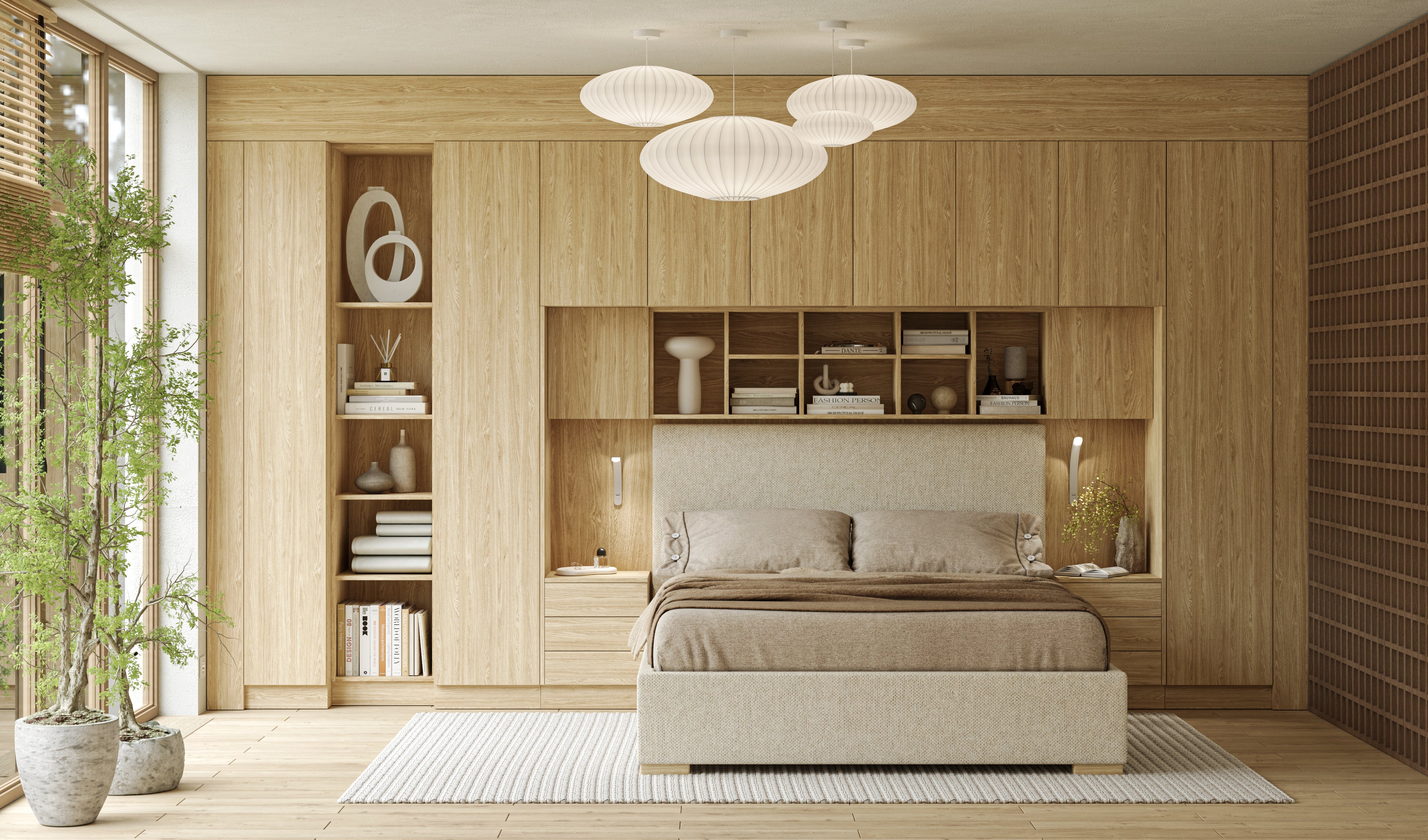 Sleep Varia Bedroom System - Bed Base with Nightstands – Oiled Oak / Oiled Oak